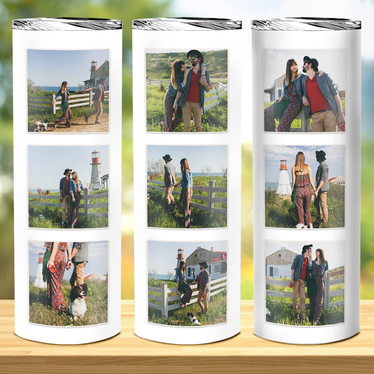 Custom 20oz Stainless Steel Skinny Tumbler with Photo & Text - Personalized Coffee Travel Mug for Birthday, Christmas Gifts | Office, Gym, Outdoor Use