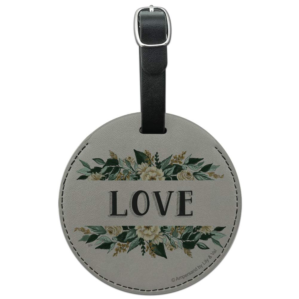 Stylish Round Leather Luggage Tag with Botanical Flower Design - Durable Suitcase ID Tag for Travel Bags, Perfect for Carry-Ons, Checked Luggage & Backpacks