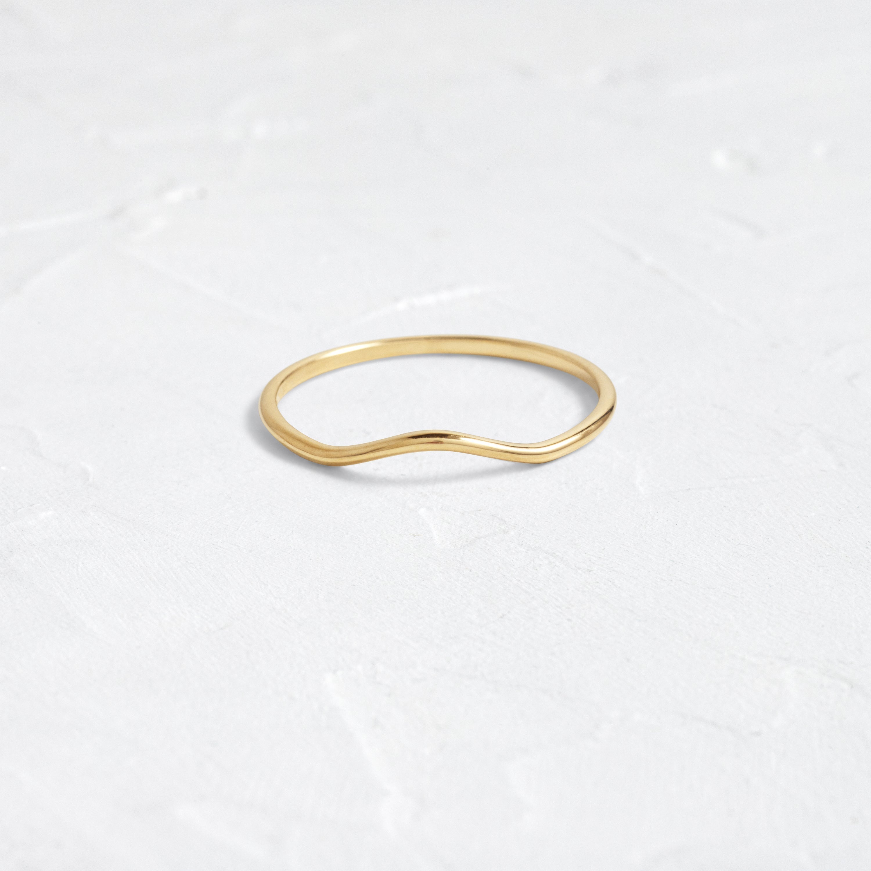 Curved Wedding Band Ring for Women - 14K Gold Plated Stackable Ring - Perfect for Bridal, Anniversary & Stacking Jewelry - In Stock Now