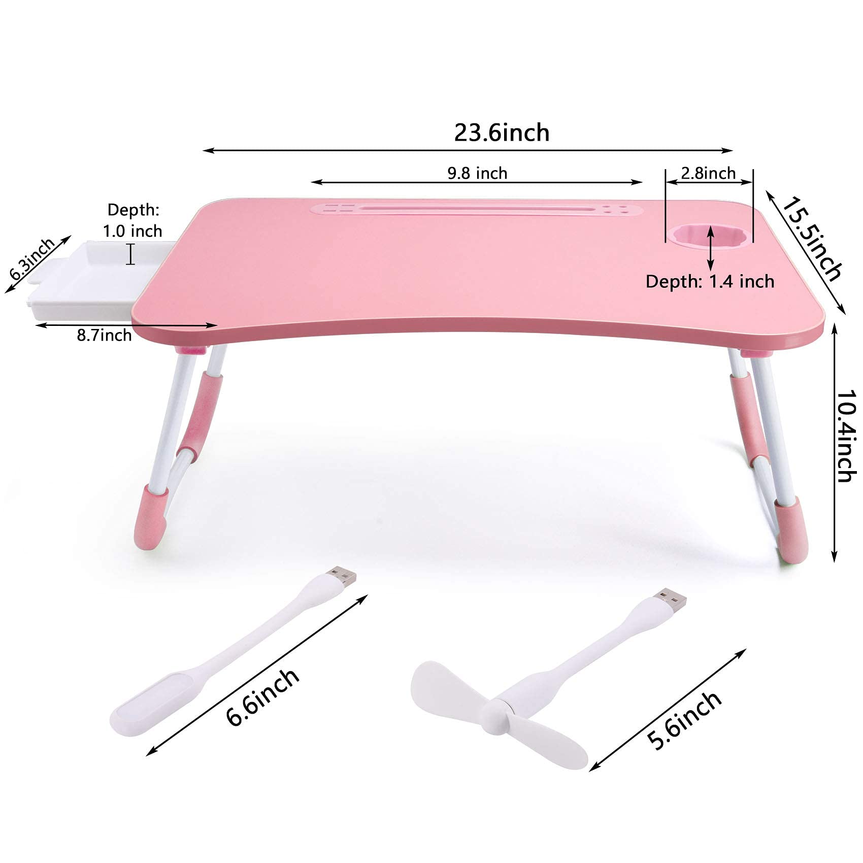 Foldable Laptop Desk with Drawer - Portable Standing Desk for Bed, Couch & Floor - Adjustable Breakfast Tray & Reading Stand for Home Office, Dorm, Travel (Black) | Perfect for Working, Studying & Dining in Bed or on Sofa