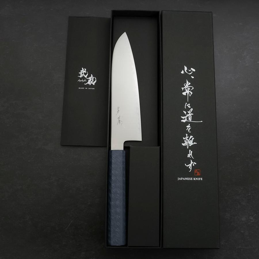 Premium Santoku Knife 170mm - Chromax Steel Blade with Polished Blue Urushi Handle - Perfect for Slicing, Dicing & Chopping Vegetables, Meat & Fish in Professional & Home Kitchens