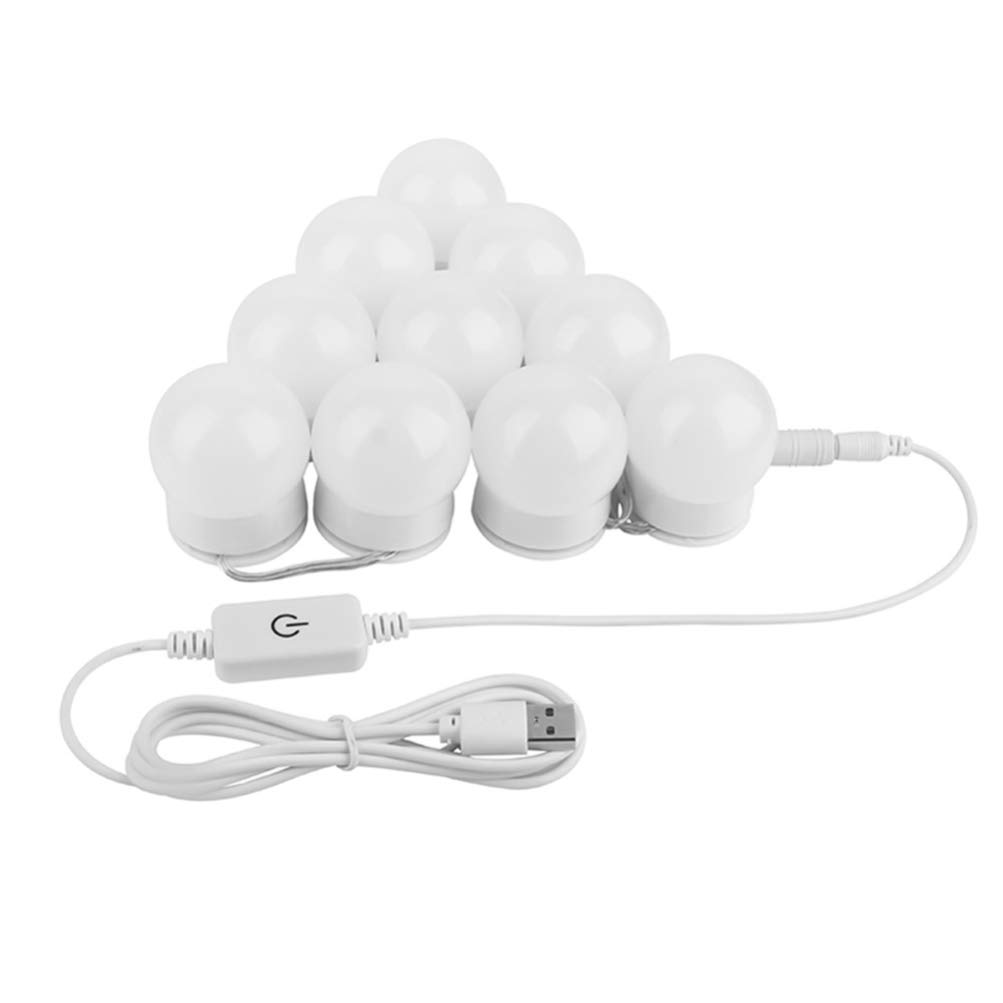 HEALLILY 10-Bulb LED Vanity Mirror Lights - USB Powered Makeup Mirror Light Strip for Dressing Room & Bedroom Decor | Perfect for Hollywood-Style Makeup Application and Home Decor Lighting