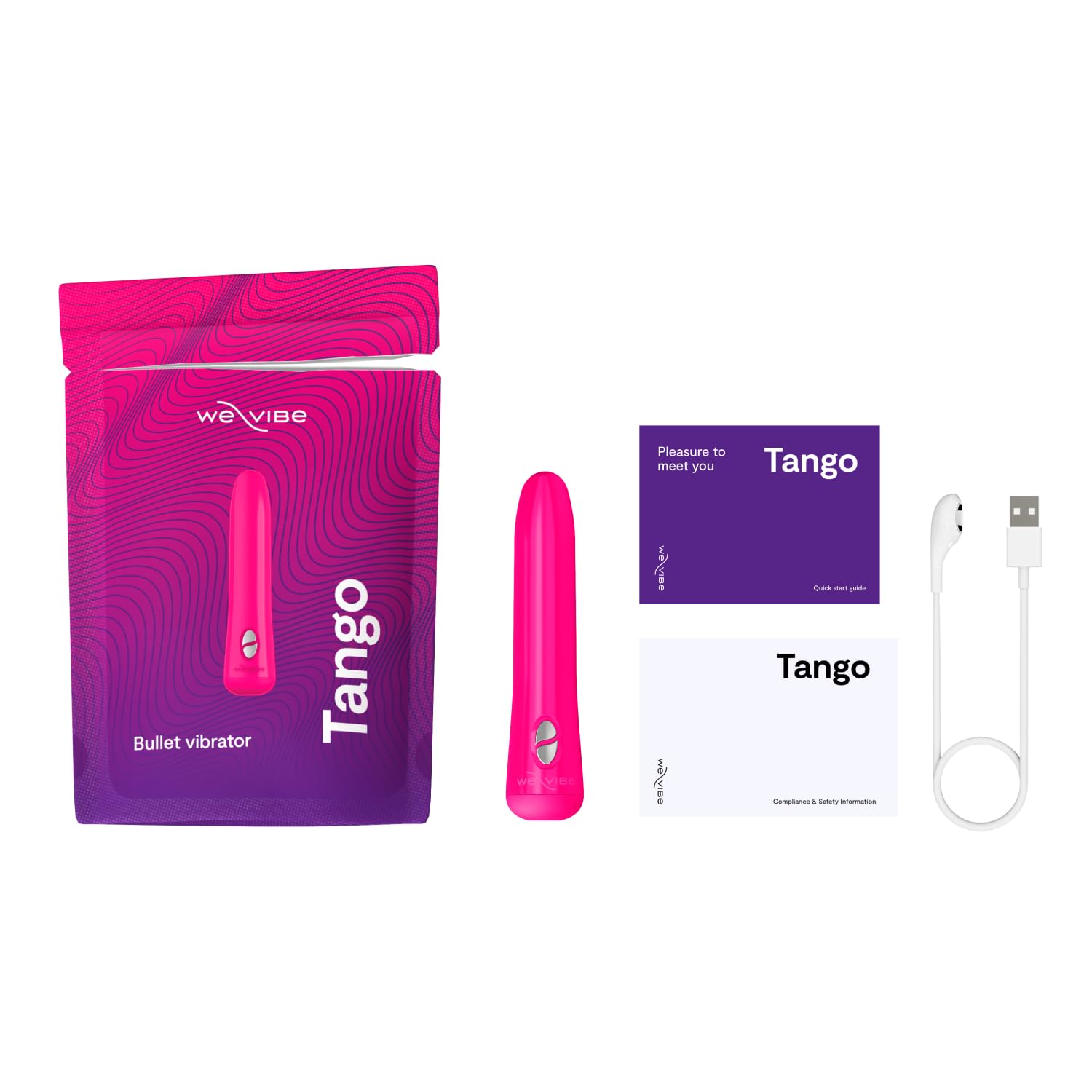 We-Vibe Tango Bullet Vibrator for Women - 8 Powerful Vibration Modes, Waterproof & Rechargeable Clitoral Stimulator - Perfect Couples Sex Toy for Bedroom Play, Travel & Romantic Nights (Pink)