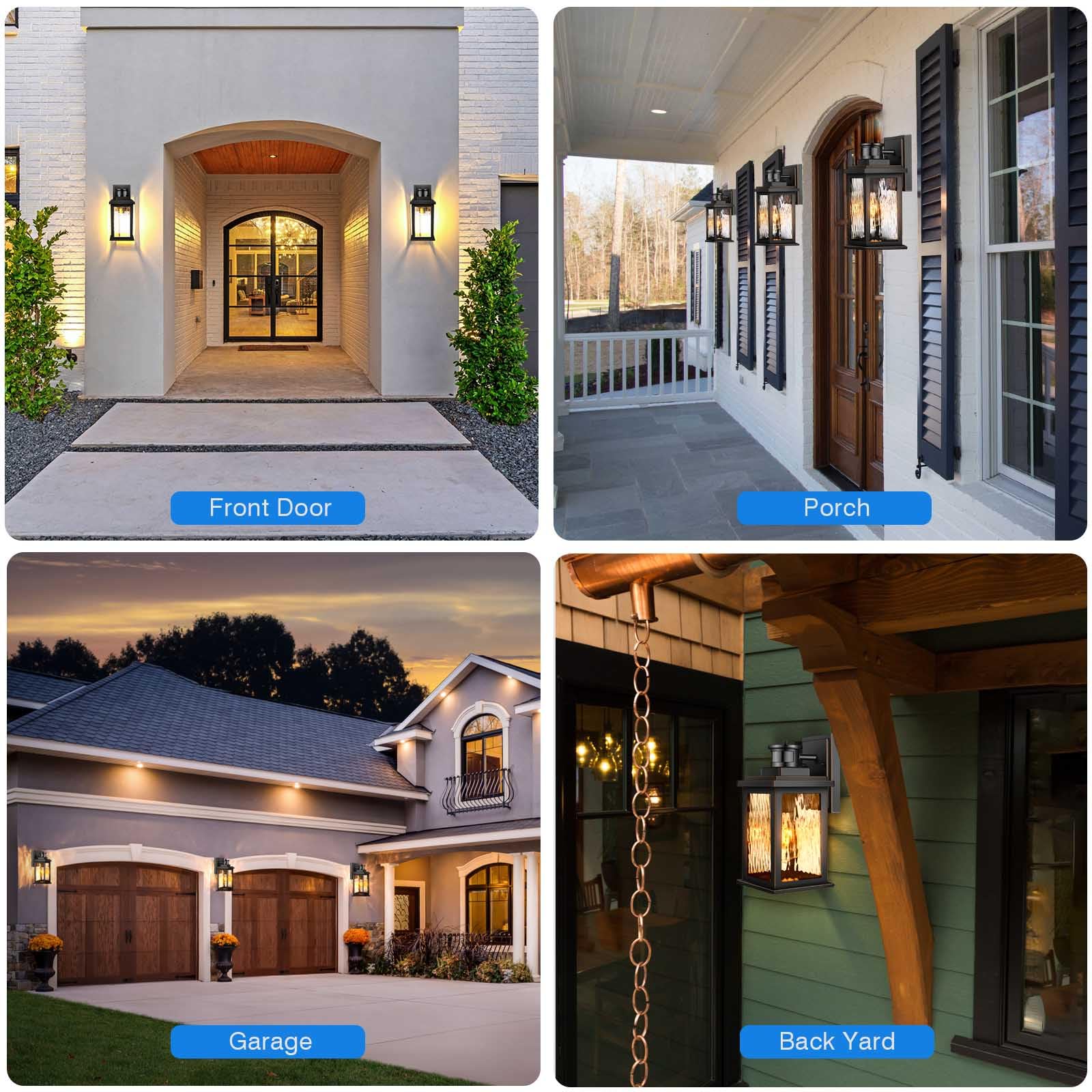 VIANIS Motion Sensor Outdoor Porch Lights - Dusk to Dawn Wall Lantern, Waterproof & Anti-Rust Matte Black Exterior Light Fixture for House, Patio, Garage - Perfect for Entryway Lighting, Backyard Security, and Front Door Illumination