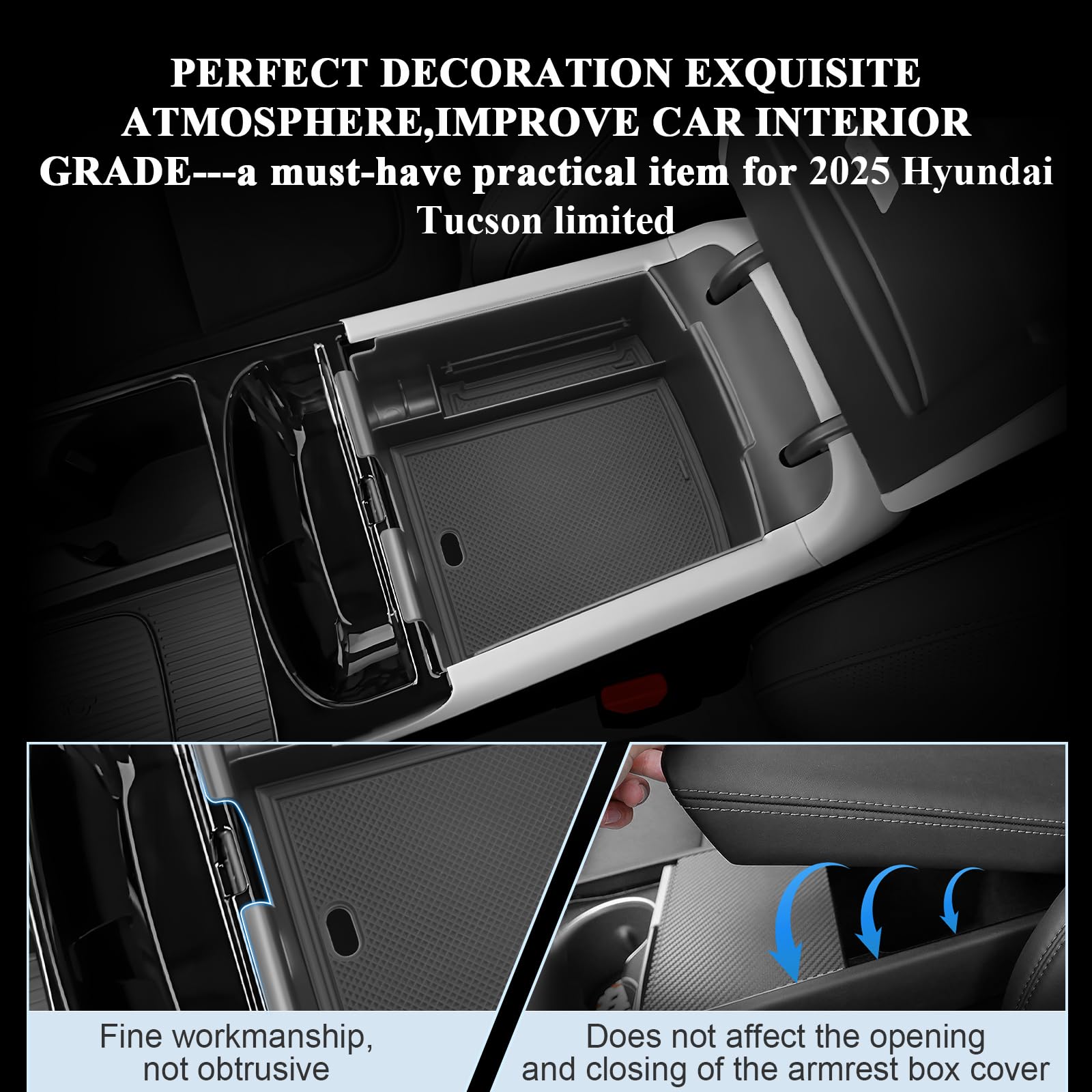2025 Hyundai Tucson Center Console Organizer - Custom Fit Armrest Tray & Glove Box Insert for Enhanced Car Storage | Perfect for Road Trips, Daily Commute & Organization