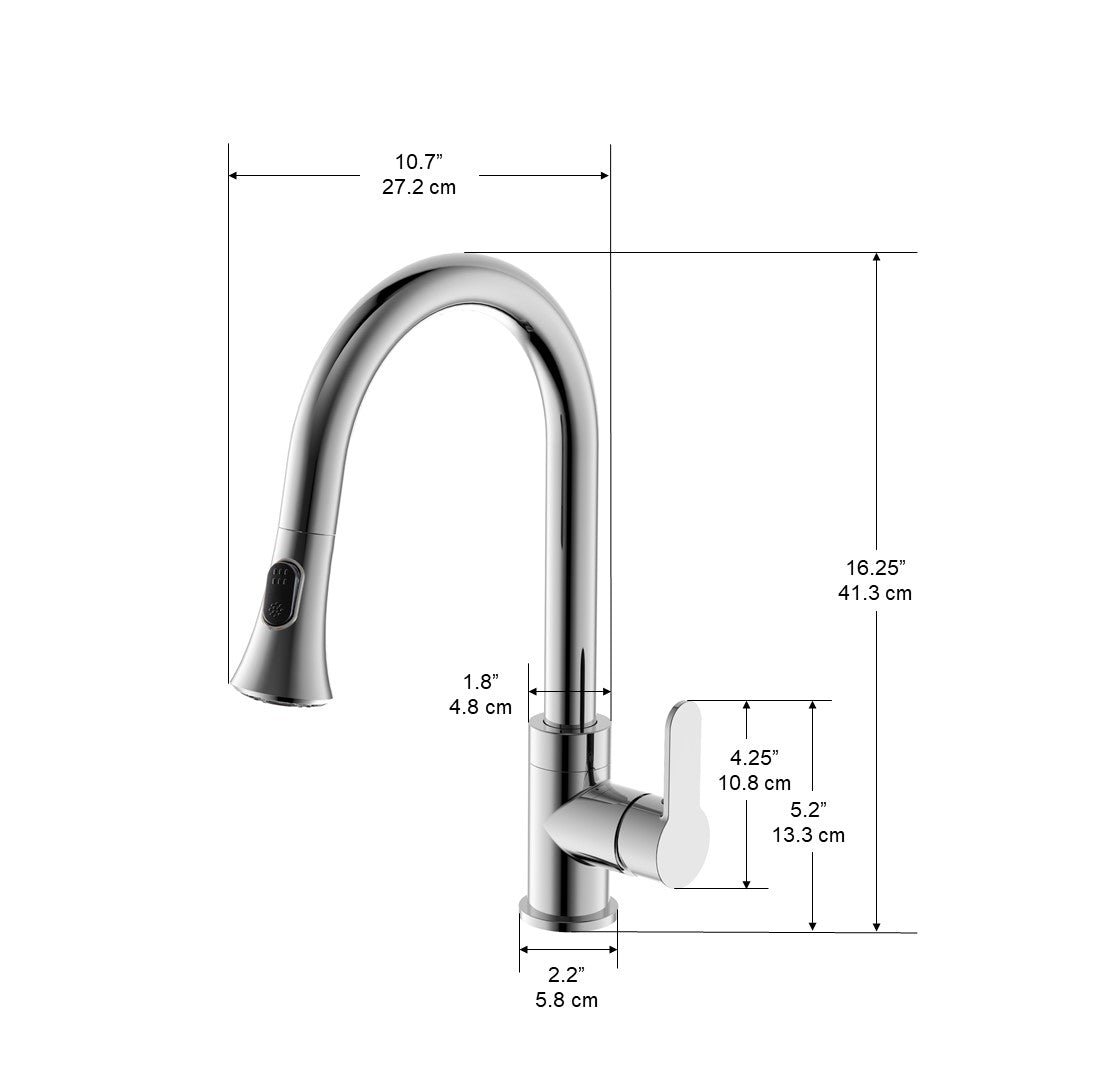 Chrome Rivella Pull Down Single Handle Dual Spray Kitchen Faucet - Perfect for Modern Home & Restaurant Sinks