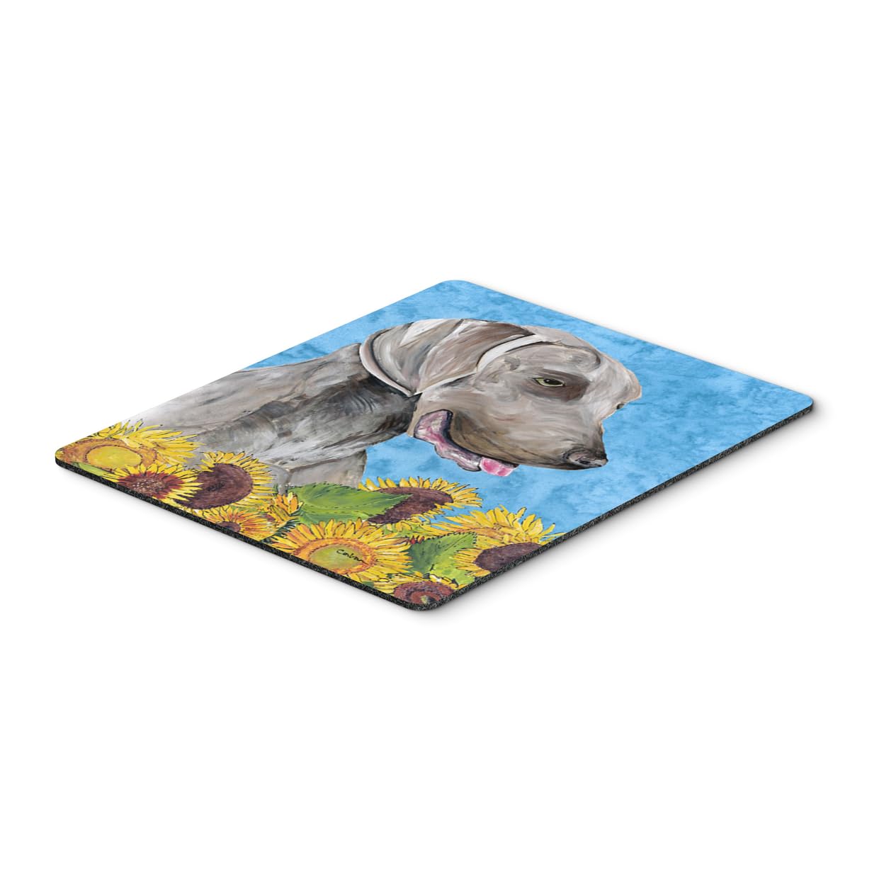 Weimaraner in Summer Flowers Mouse Pad - Washable Large Mouse Mat for Home Office, Gaming & Computer Use | Hot Pad & Trivet for Kitchen | Caroline's Treasures SC9080MP