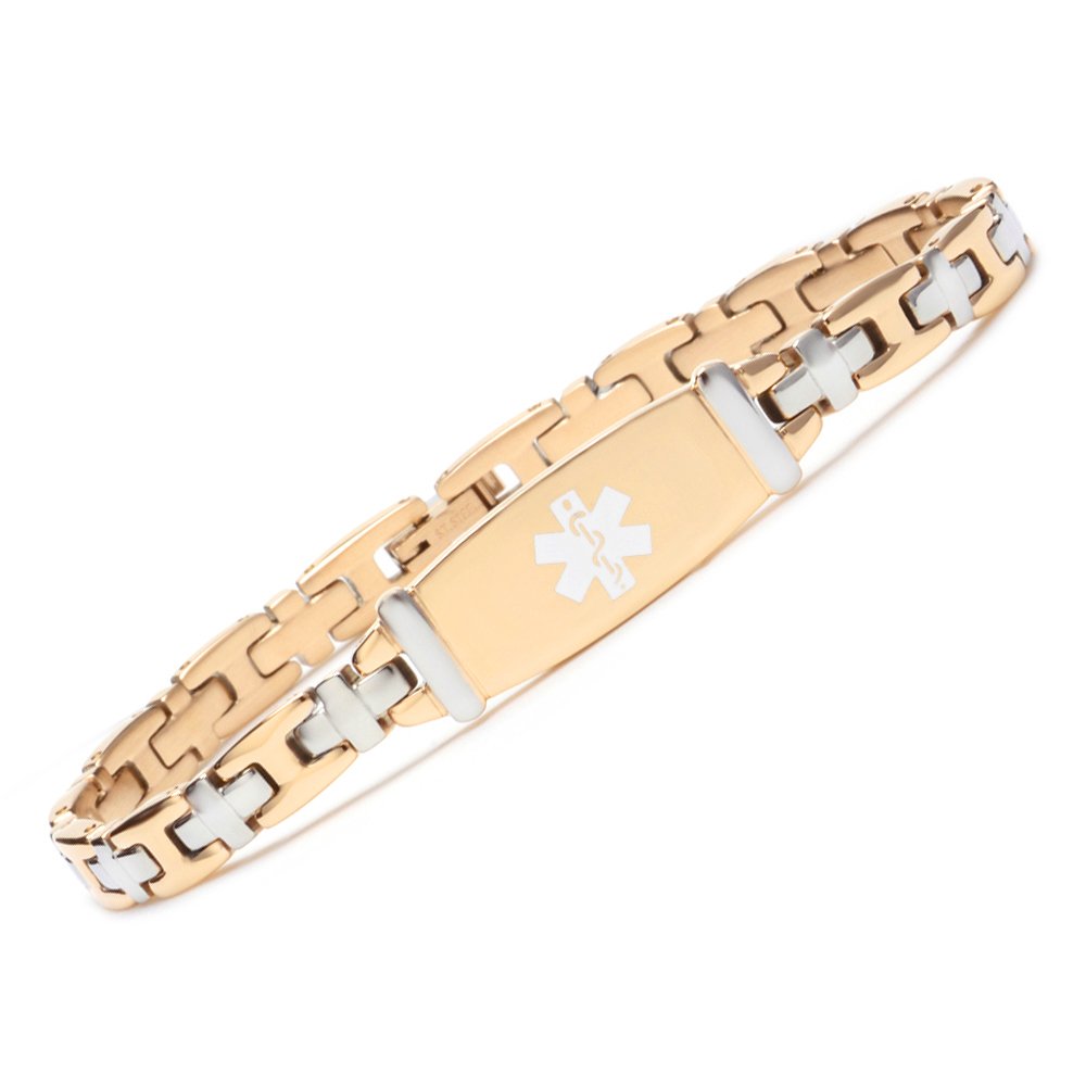 LinnaLove Stainless Steel Medical Alert ID Bracelet for Women - 7.5 Inch Adjustable Emergency Medical Bracelet - Perfect for Allergies, Diabetes & Heart Conditions - Ideal for Daily Wear & Outdoor Activities