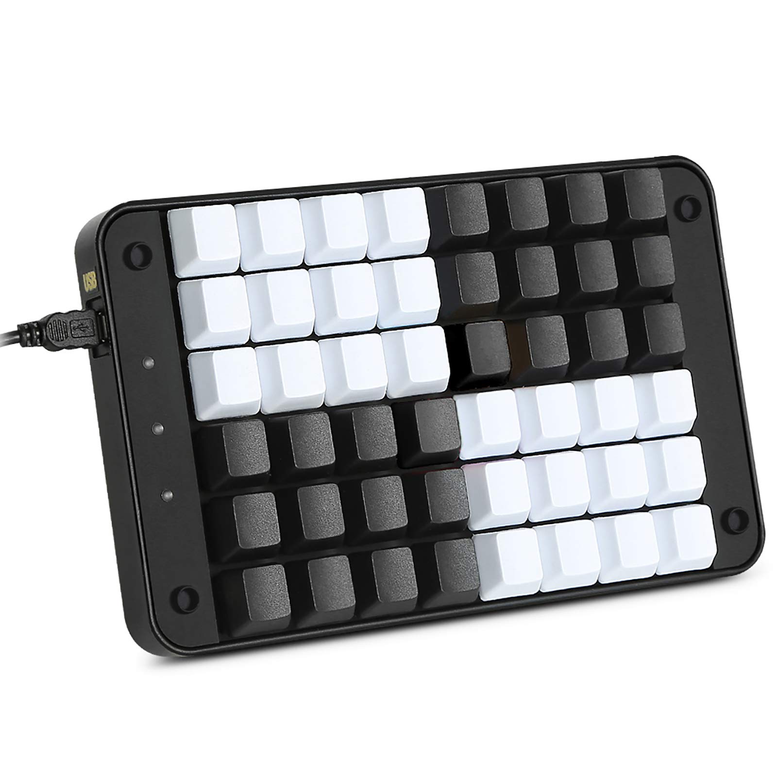 Koolertron One-Handed Programmable Mechanical Keyboard - 48 Customizable Keys, 8 Macro Keys, OEM Gateron Red Switches, PBT Keycaps for Gaming & Coding [SMKD72-A] - Perfect for MMO Gaming, Video Editing, and Office Work
