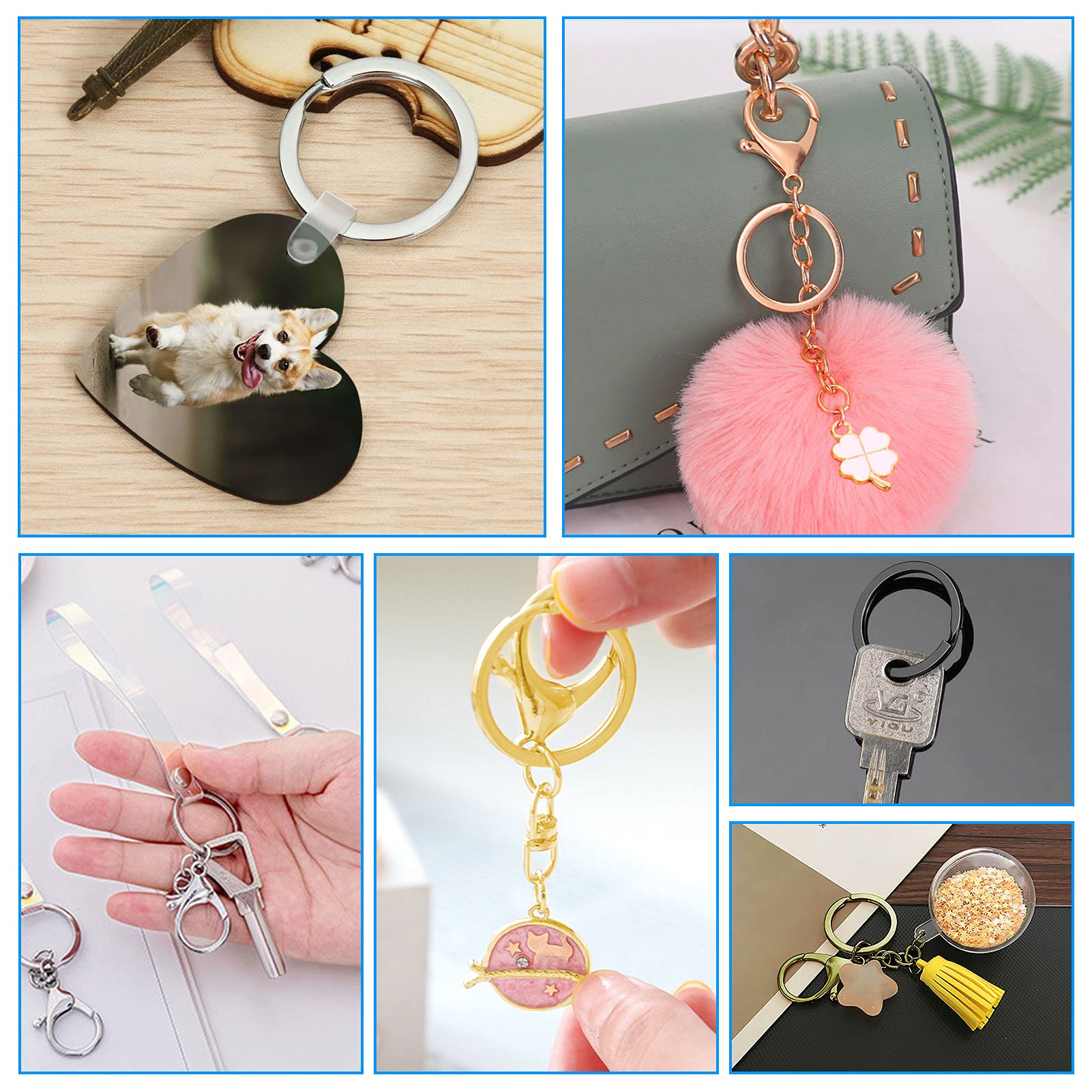 60pcs Flat Key Chain Rings - Metal Split Keychain Rings for Home, Car & Office Keys Organization (6 Colors) - Durable Key Attachment for Keychains, Lanyards & DIY Crafts