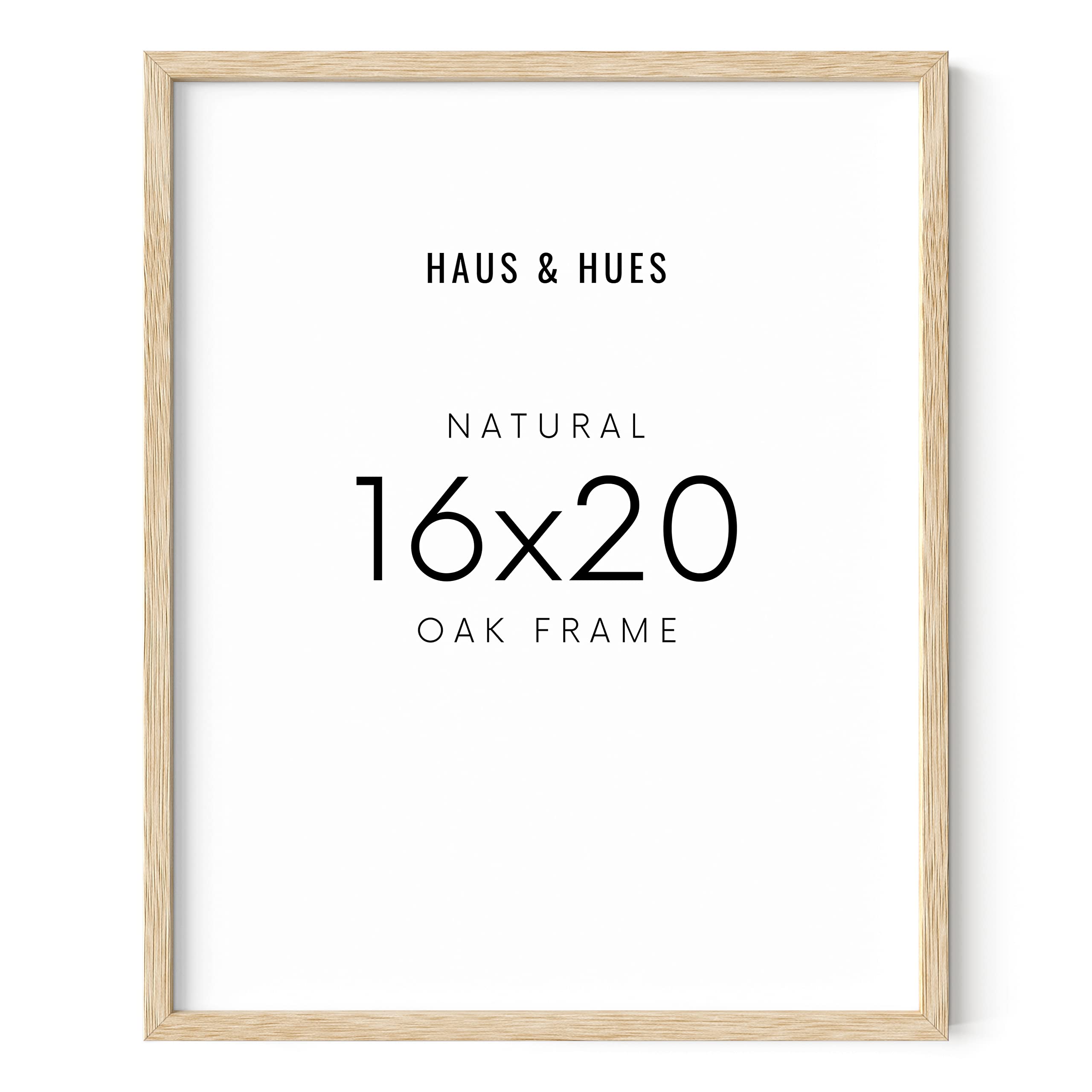 HAUS AND HUES 16x20 Beige Oak Wood Picture Frame - Natural Light Wood Poster Frame for Wall Art, Photos, and Prints - Perfect for Living Room, Bedroom, or Office Decor