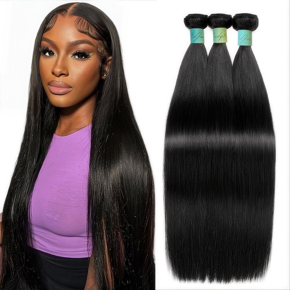 13A Brazilian Virgin Human Hair Bundles Straight 26 28 30 Inch - 100% Unprocessed Virgin Hair Extensions for Natural Look & Styling | Perfect for Daily Wear, Weddings & Special Occasions