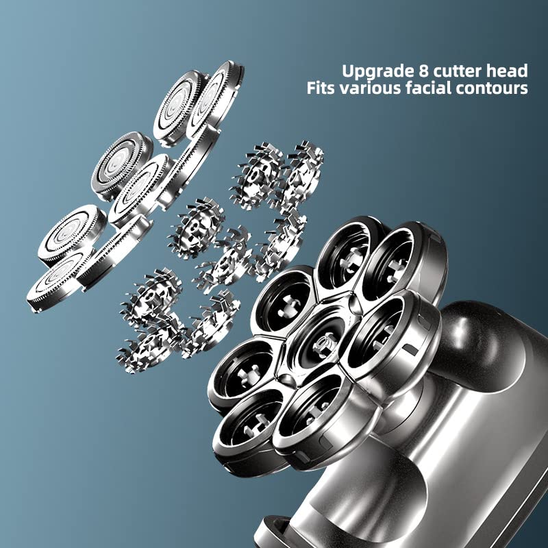 8D Electric Razor for Men - Waterproof Cordless Shaver with 6 Attachments for Beard Trimming, Hair Cutting & Body Grooming | Perfect for Travel, Home & Gym Use
