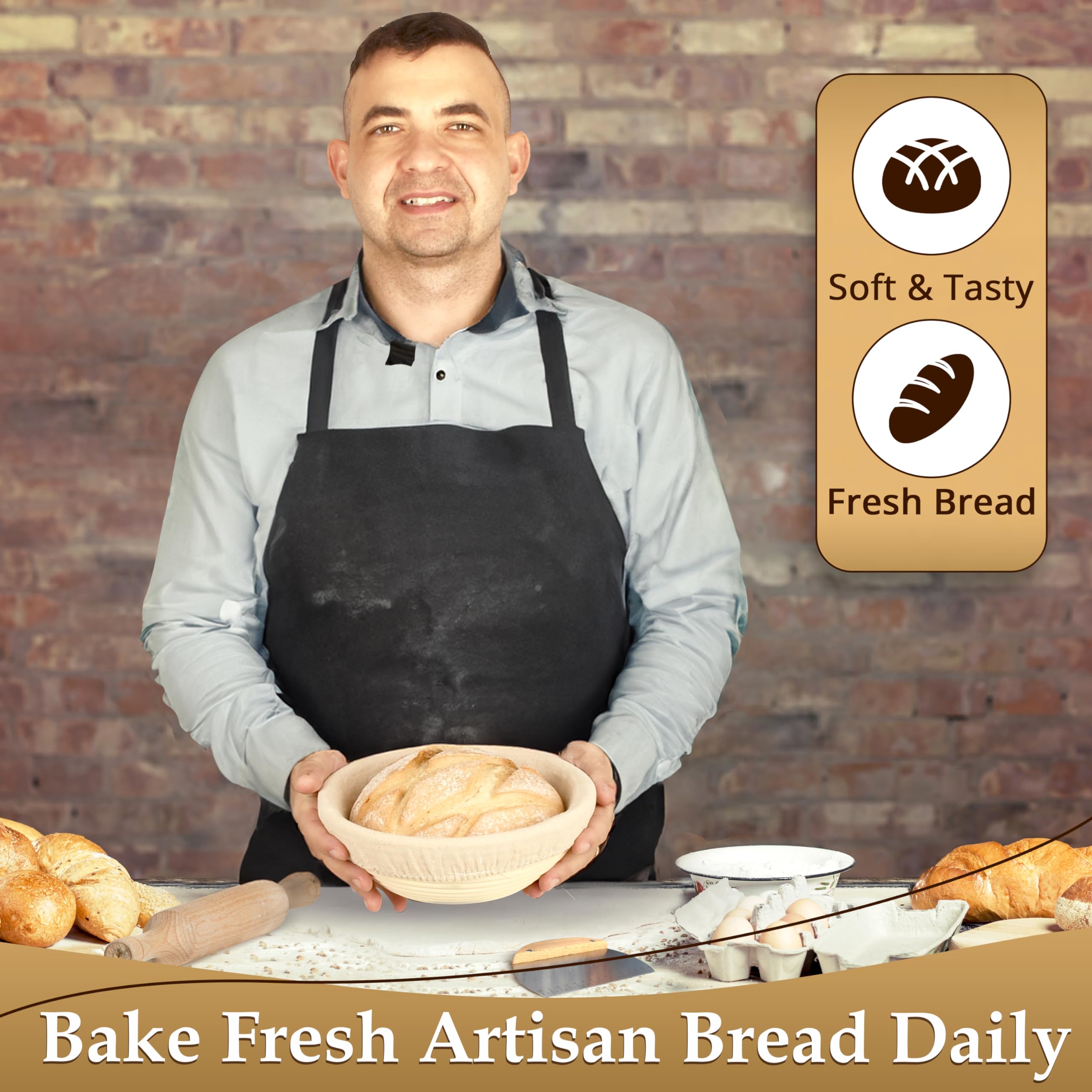 Banneton Bread Proofing Basket Set - 9