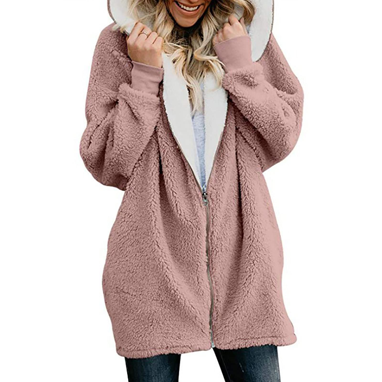 Women's Hooded Zip-Up Sweatshirt - Long Sleeve Pullover Jacket & Cardigan - Solid Color Casual Wear for Fall & Winter - Perfect for Outdoor Activities, Work & Travel