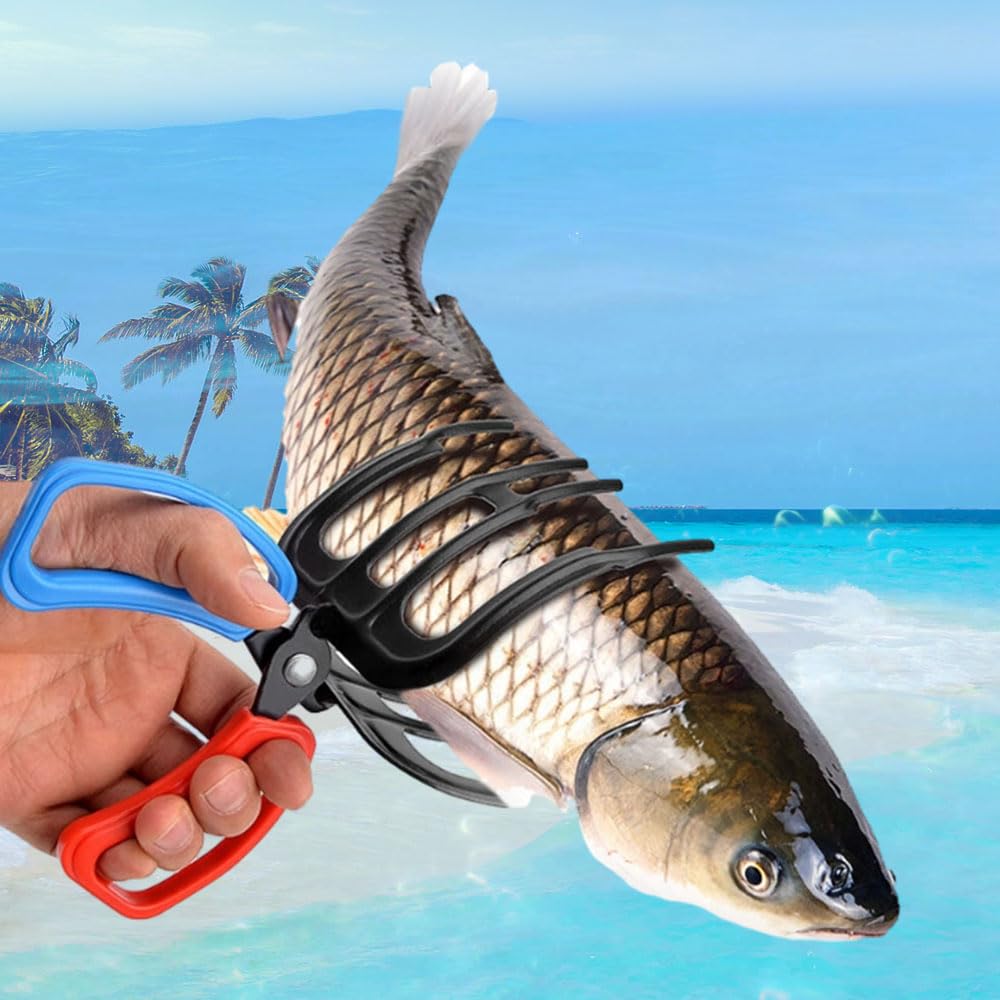 **Heavy Duty Fishing Pliers with 3-Claw Gripper - Stainless Steel Fish Control Clamp Tool for Catch & Release - Perfect for Saltwater, Freshwater, and Ice Fishing Accessories**