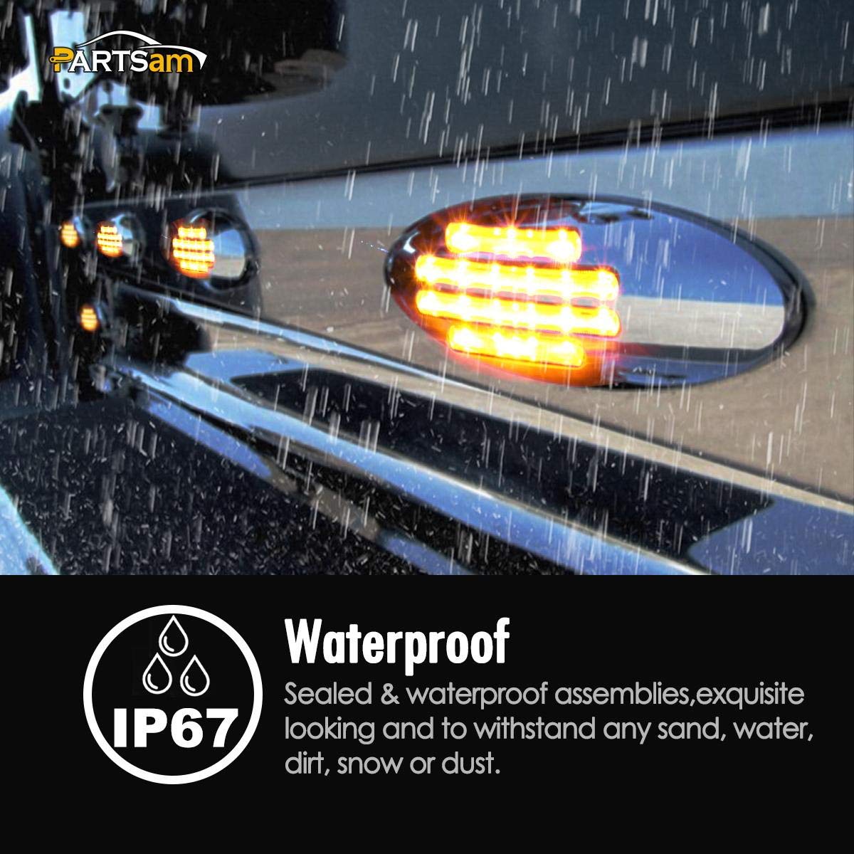 Partsam 5Pcs Amber Oval Semi Truck LED Marker Lights - 24 LED Clearance Lights for Freightliner, Peterbilt & Kenworth Trucks - Durable Replacement for Enhanced Road Safety & Night Visibility