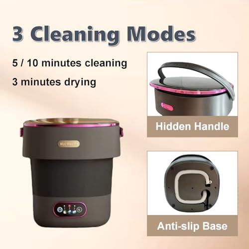 Portable Mini Washing Machine 15L - Compact Washer & Dryer for Underwear, Baby Clothes, Socks | Foldable & Lightweight for Apartments, Dorms, Camping, RV Travel | Perfect for Small Spaces & On-the-Go Laundry (Black)