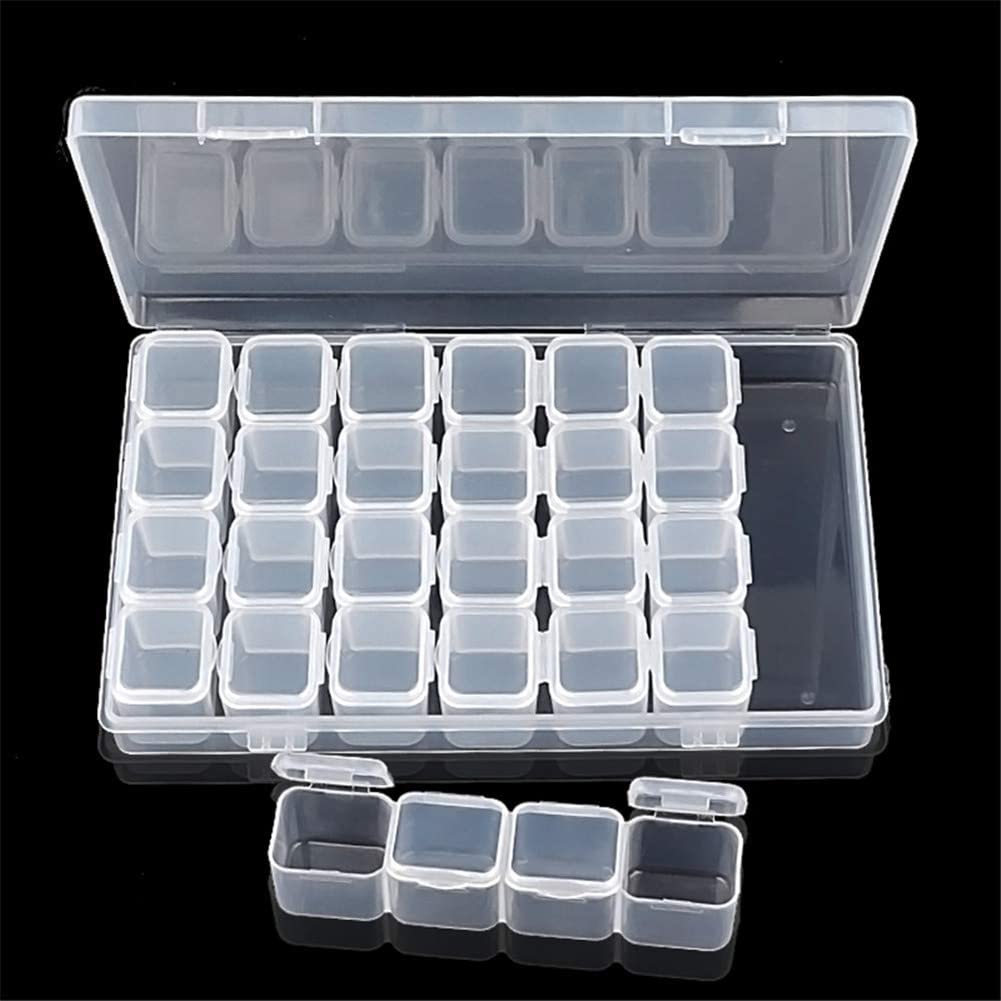 28 Grids Clear Acrylic Rhinestone Storage Box - Organizer for Nail Art Decorations, Beads & Jewelry Making Supplies | Perfect for Salon, Home DIY Crafts & Professional Nail Technicians