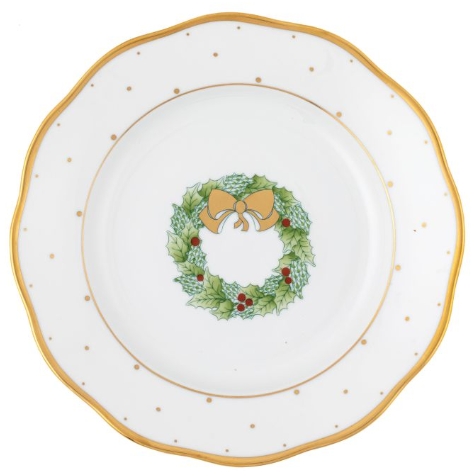 Festive Christmas Dessert Plate Wreath - Holiday Party Tableware for Cookies, Cakes & Treats - Perfect for Christmas Dinner, Cookie Exchange & Holiday Gatherings
