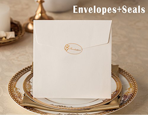 Elegant White Wedding Invitation Cards - Rustic Custom Printed Invitations with Unique Designs (Pack of 50) - Perfect for DIY Weddings, Bridal Showers & Anniversary Celebrations