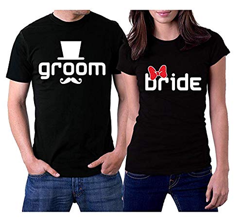 Groom & Bride Newlywed Matching Couple T-Shirts - Wedding Party Outfits for Engagement, Honeymoon & Anniversary Celebrations