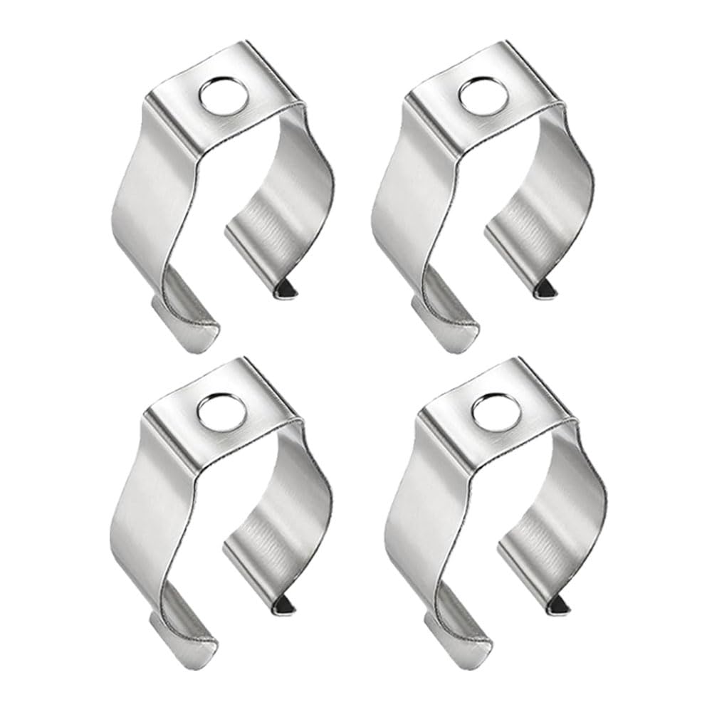 4 Pack T8 U Clips Lamp Holder - Stainless Steel LED Light & Fluorescent Tube Mounting Accessories - Silver (Perfect for Home, Office & Garage Lighting Fixtures)