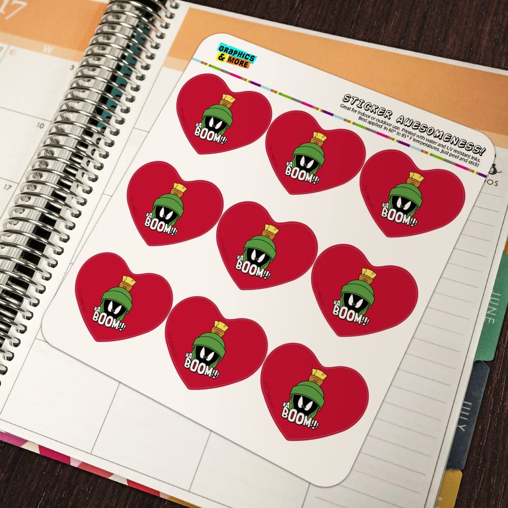 Looney Tunes Marvin The Martian Kaboom Heart Shaped Planner Stickers - Cute Cartoon Scrapbook Decals for Journals, Calendars & DIY Crafts - Perfect for School Supplies, Bullet Journaling & Gift Wrapping