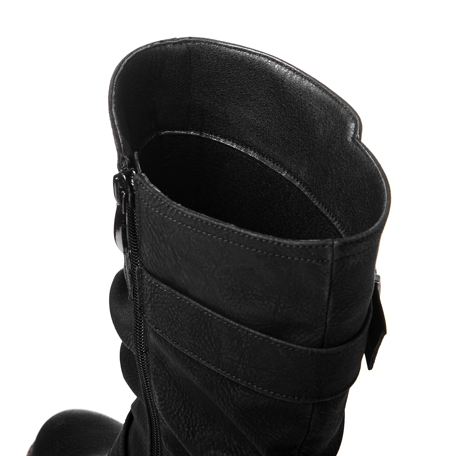 GLOBALWIN Women's Mid Calf Motorcycle Boots - Stylish Biker Riding Boots for Women | Perfect for Motorcycle Rides, Casual Outfits & Night Out