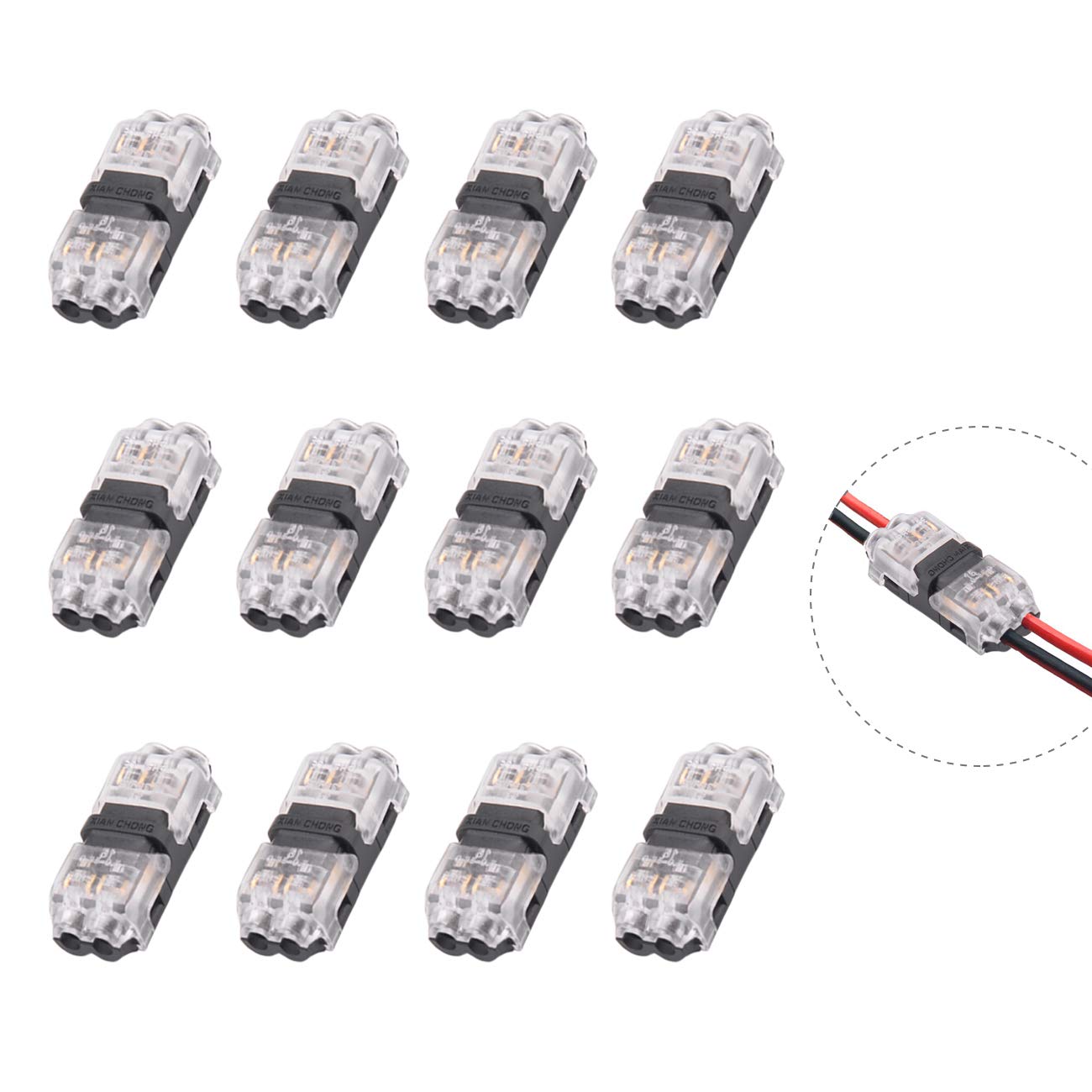 Low Voltage Wire Connectors - 20-24 Gauge I Type 2 Pin Splicers (12 Pack) for Automotive, Home Electrical & DIY Projects - Secure Tap Connectors for Reliable Wire Connections