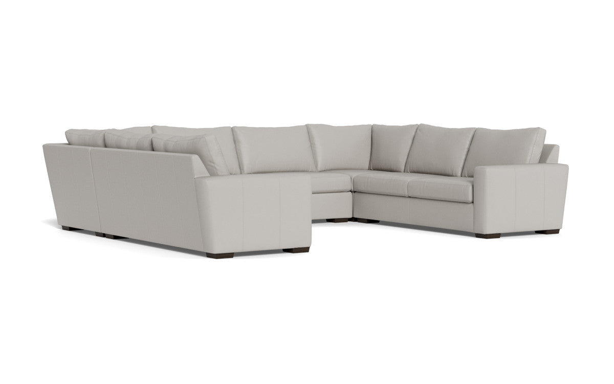 Mas Mesa 166 Deep Leather Condo U Sectional Sofa - Luxurious Genuine Leather Living Room Furniture for Modern Home & Office Use