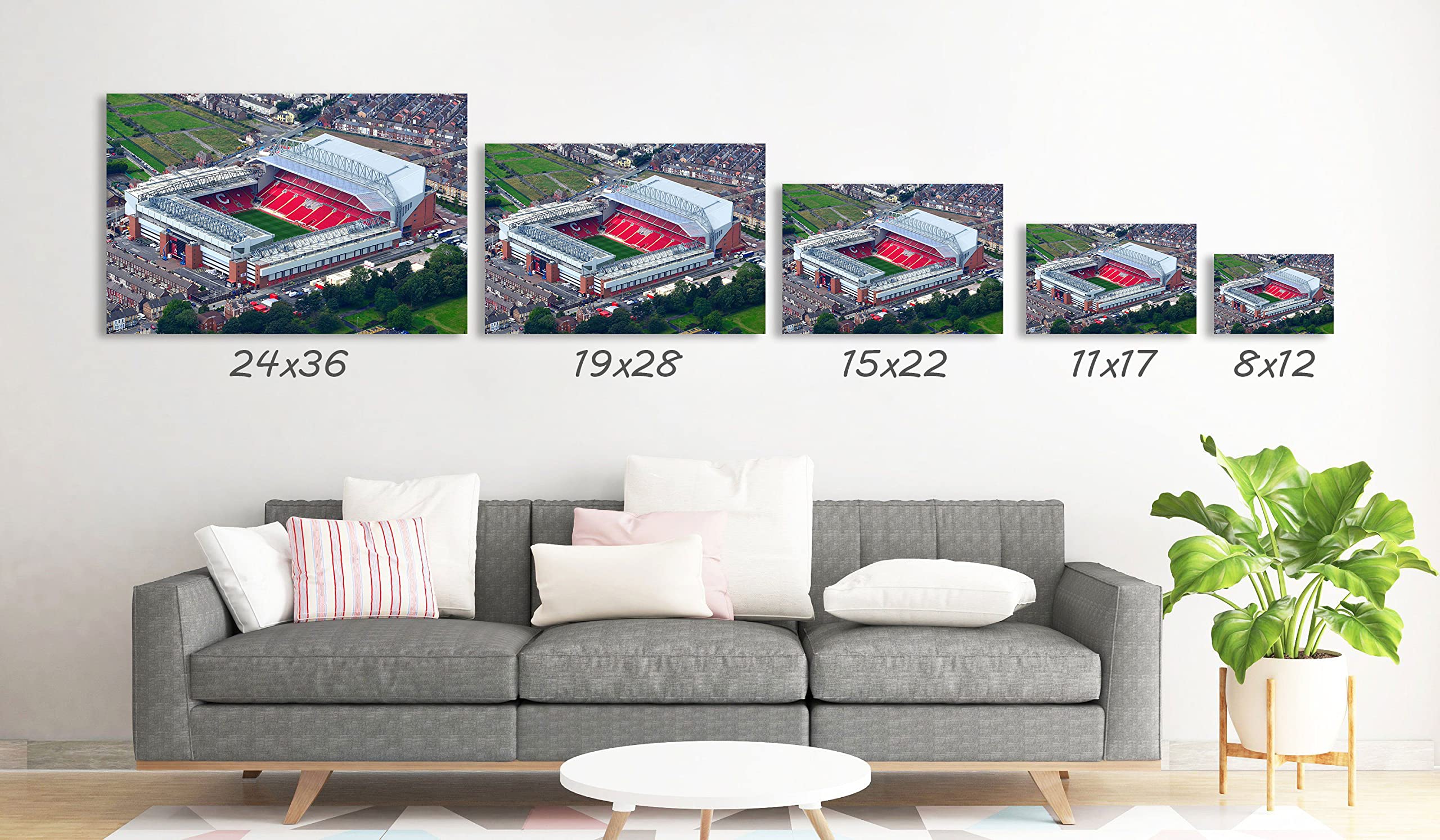 Anfield Stadium Canvas Wall Art - Framed Ready to Hang Liverpool FC Poster for Living Room, Kitchen, Bedroom & Office Decor (15x22 inches) - Perfect for Soccer Fans & Home Decoration