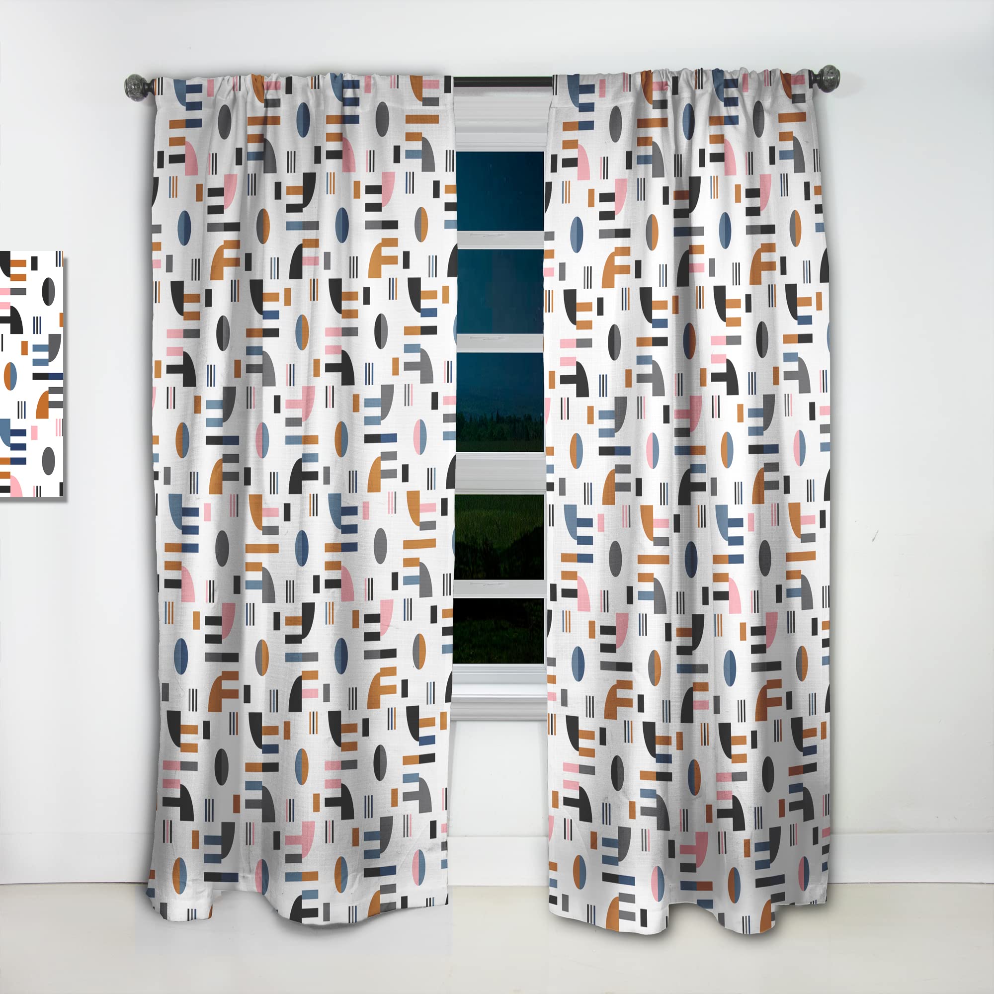 DesignQ Retro Abstract XI Thermal Insulated Curtain Panel - 52x95 Inches - Blackout Drapes for Bedroom & Living Room - Modern Home Decor for Cozy & Stylish Interiors