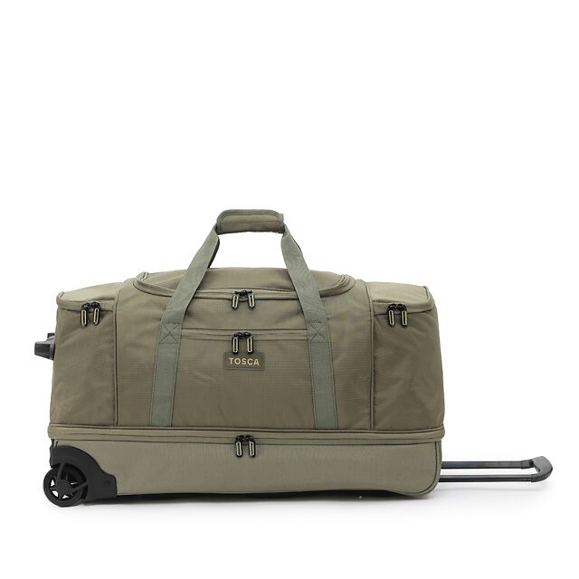 Tosca TCA798TWJ B 85cm Wheeled Split Compartment Duffle Bag - Khaki/Sand - Perfect for Travel, Gym & Weekend Getaways