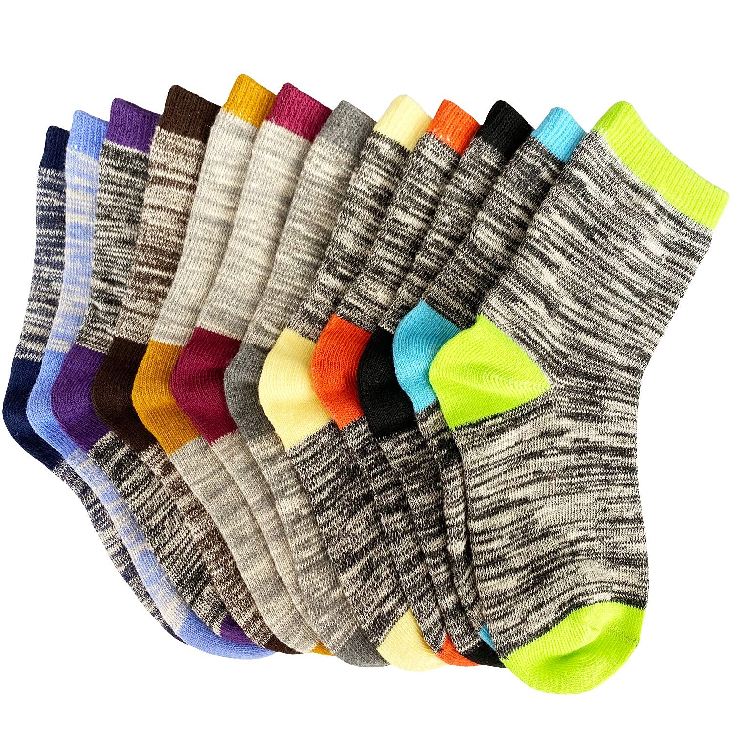 JAMEGIO Boys Socks 12 Pairs - Soft Cotton Crew Socks for Toddler & Kids, Breathable Athletic Socks for School, Sports & Daily Wear