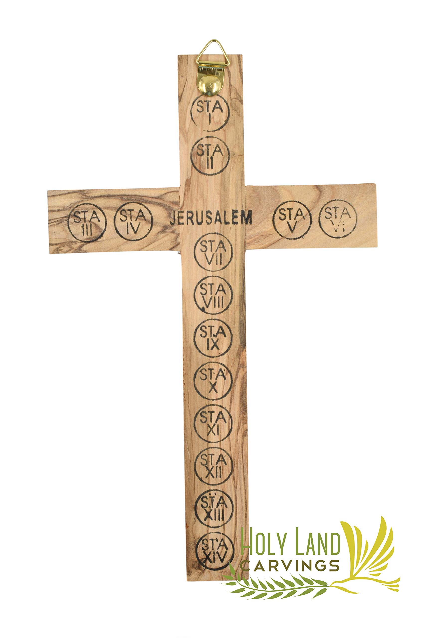 8 Inch Holy Land Olive Wood Wall Cross - Handmade in Bethlehem with Jerusalem Stamp - Perfect Gift for Confirmation, Baptism & First Communion - Ideal for Home Decor, Church Altars & Spiritual Spaces
