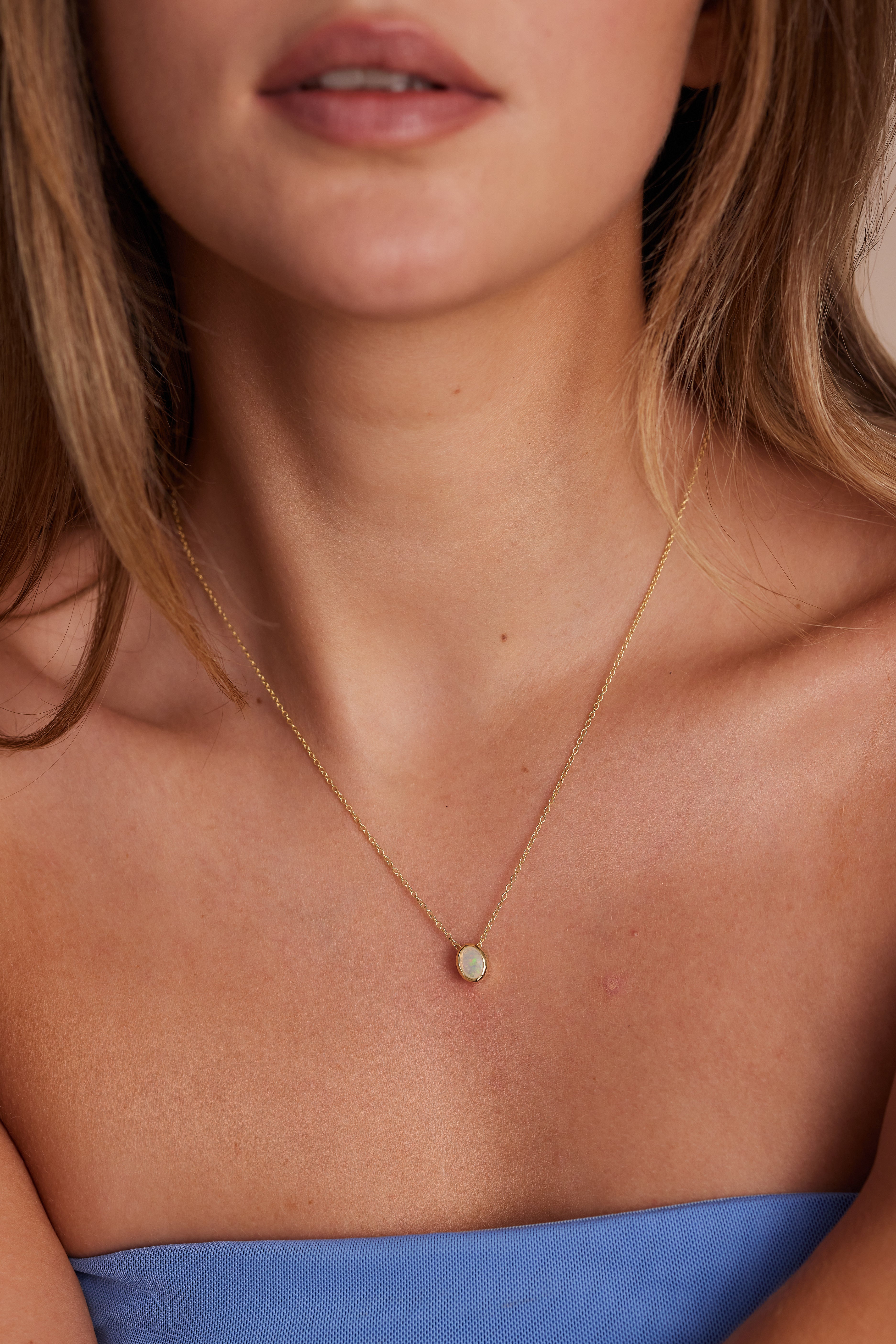 October Opal Gold Oval Birthstone Necklace for Women - Elegant October Birthstone Jewelry Gift for Birthday, Anniversary & Special Occasions