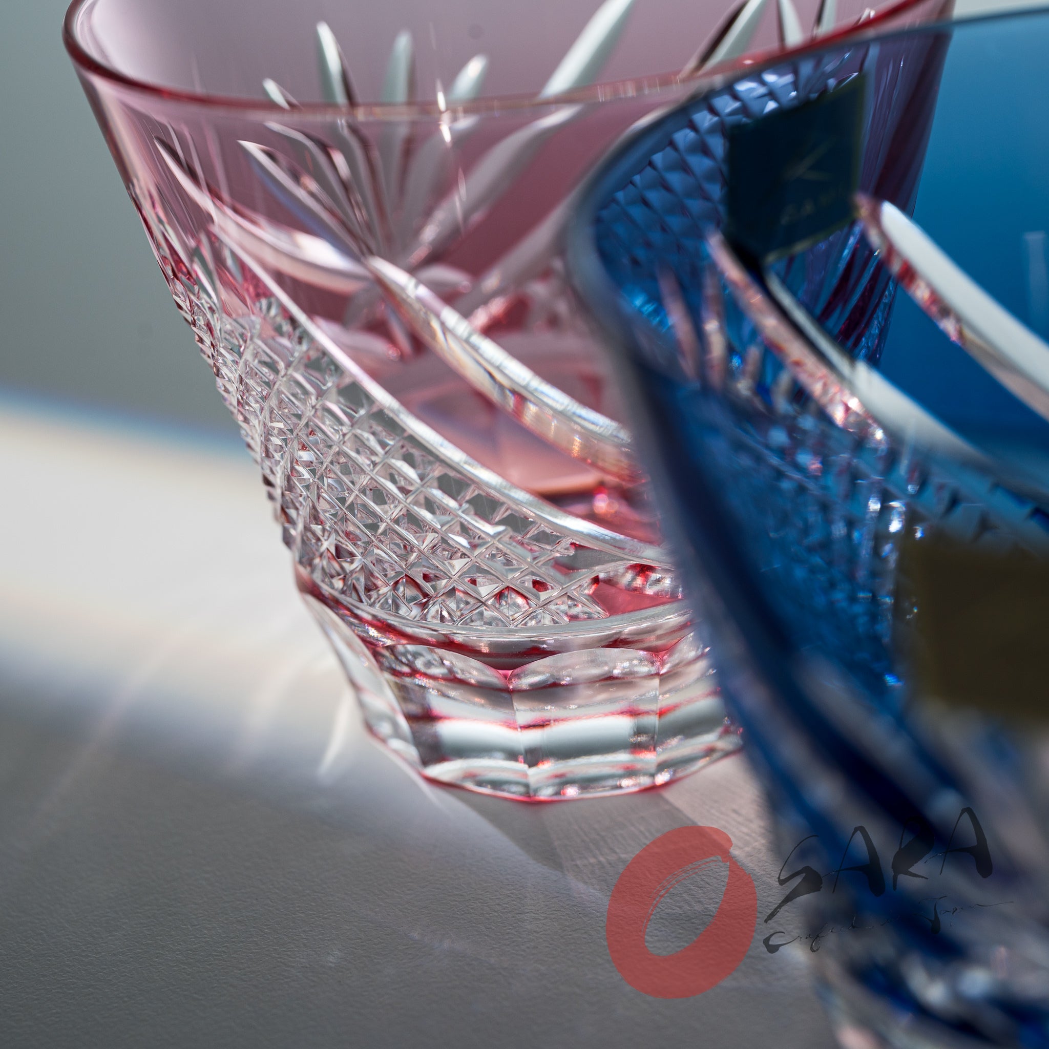 Premium KAGAMI Crystal Edo Kiriko Sake Glasses Set - 140ml Handcrafted Japanese Cut Glass with Fuji Design - Perfect for Sake Tasting, Japanese Dining & Gift Giving