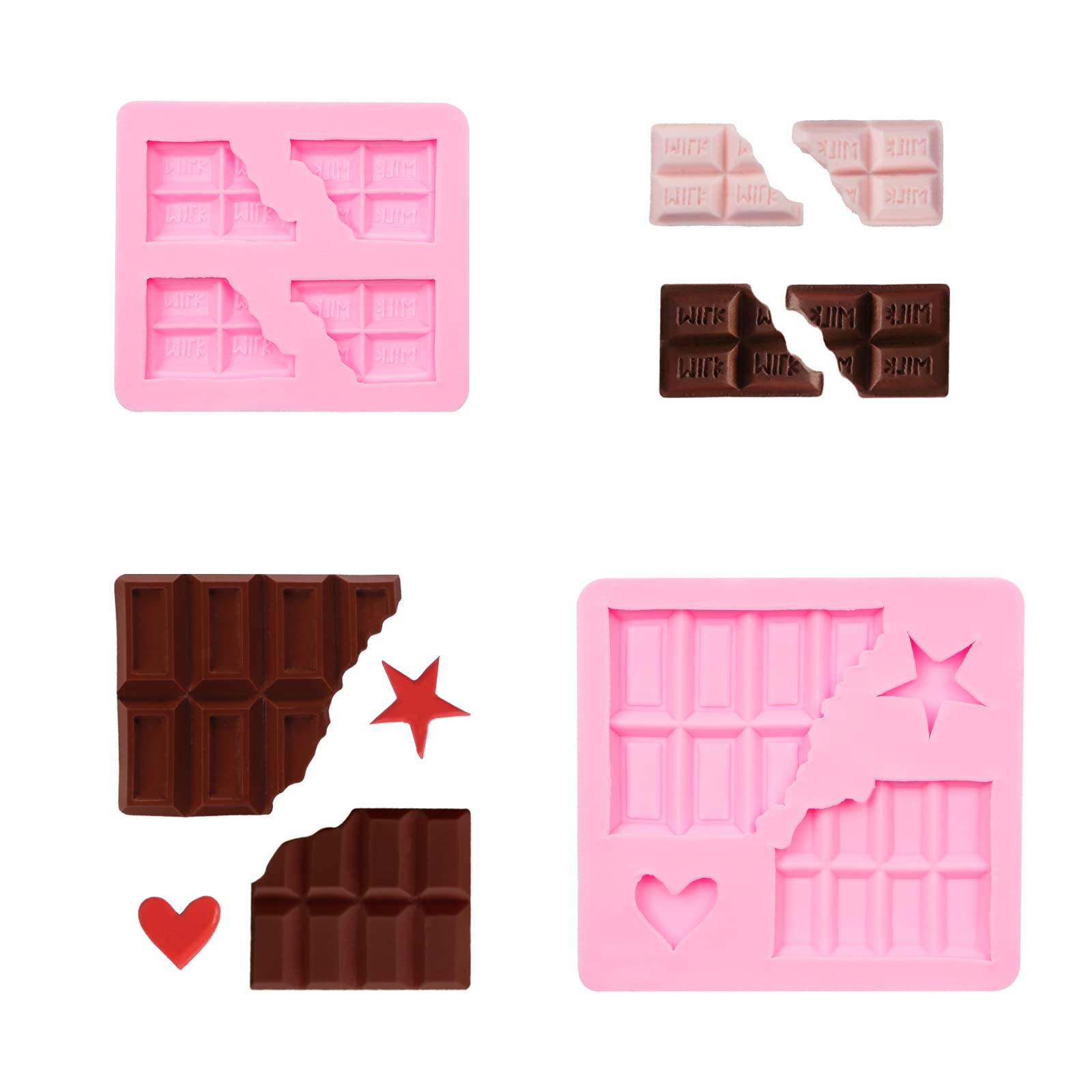 Premium Chocolate Fondant Silicone Molds Set of 2 - Half Chocolate Shape Baking Molds for Cake Decorating, Cupcake Toppers, Candy Making, Soap & Clay Crafts - Perfect for Birthday Parties, Wedding Cakes & DIY Dessert Decorations