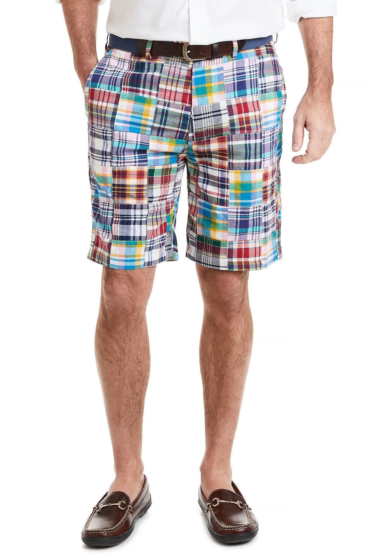 Cisco Short Falmouth Patch Madras Shirt - Stylish Casual Button Down for Men | Perfect for Summer Outings & Beach Vacations