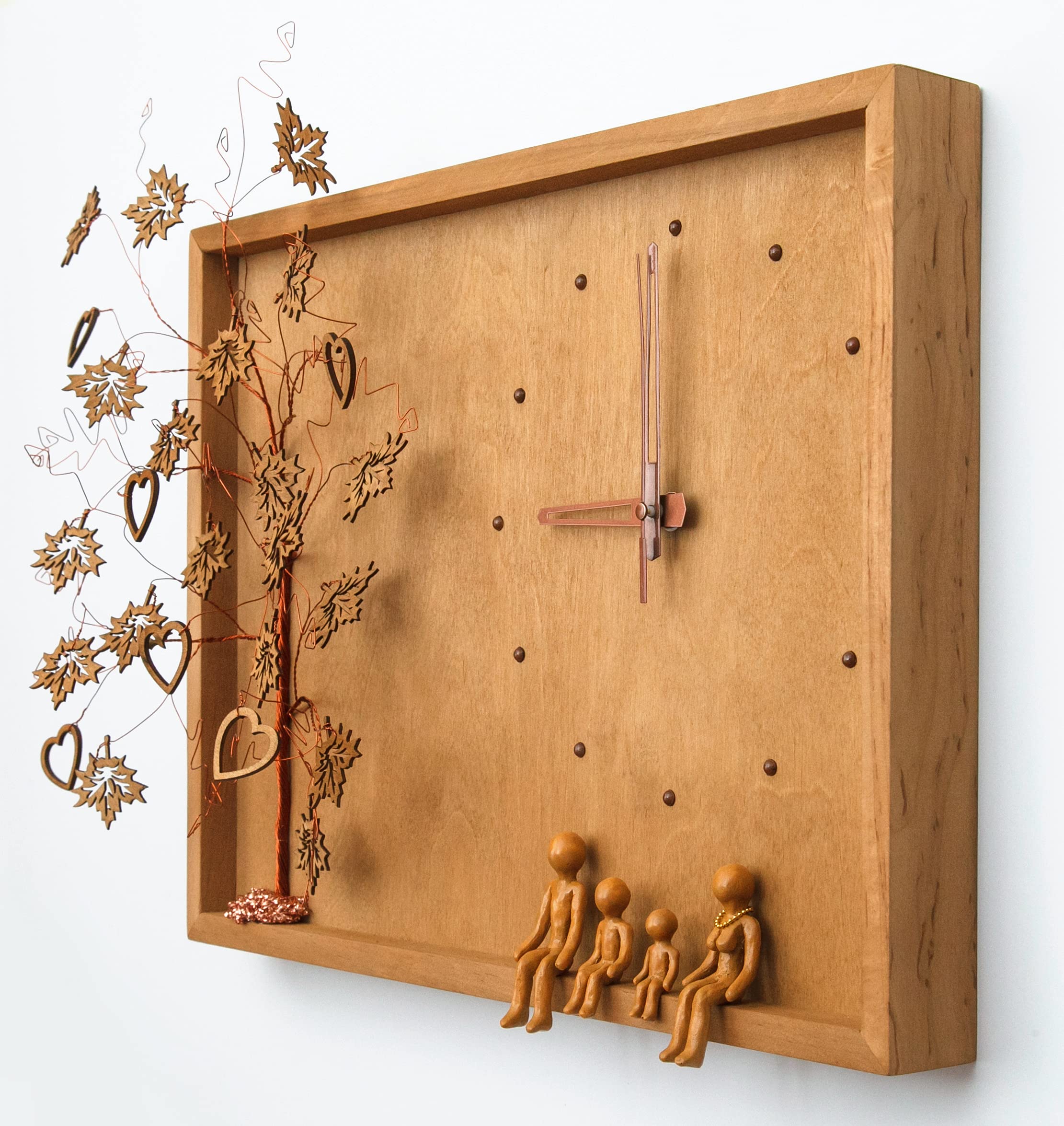 Personalized Wood Family Tree Clock - Unique 5th Anniversary Gift for Couples, Wife & Husband - Romantic Home Decor for Living Room, Bedroom & Office