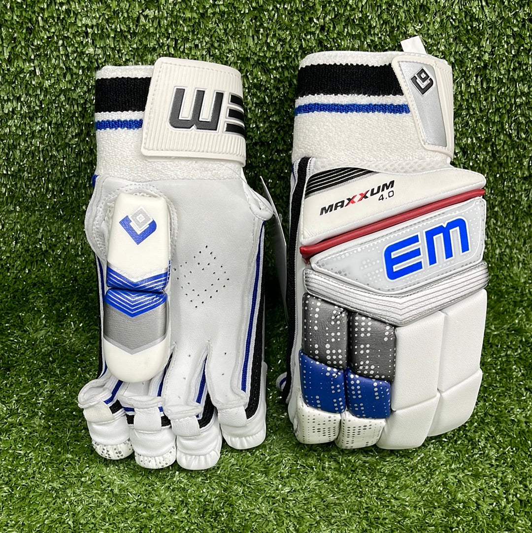 EM Maxxum 4.0 Adult Cricket Batting Gloves - Premium Leather Protection for Cricket Players - Perfect for Practice & Matches