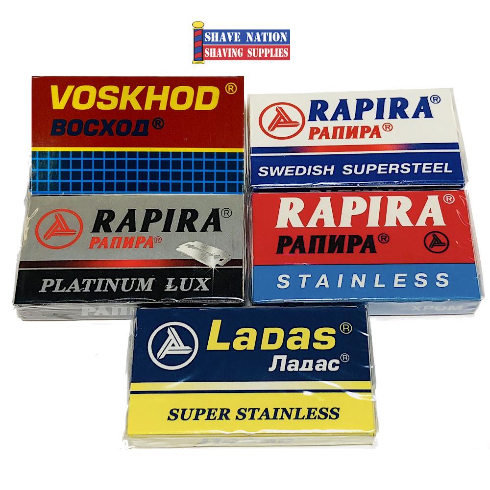 Premium Russian Double Edge Razor Blade Sampler Pack - Best for Shaving, Grooming & Beard Trimming - Ideal for Wet Shavers & Barbers