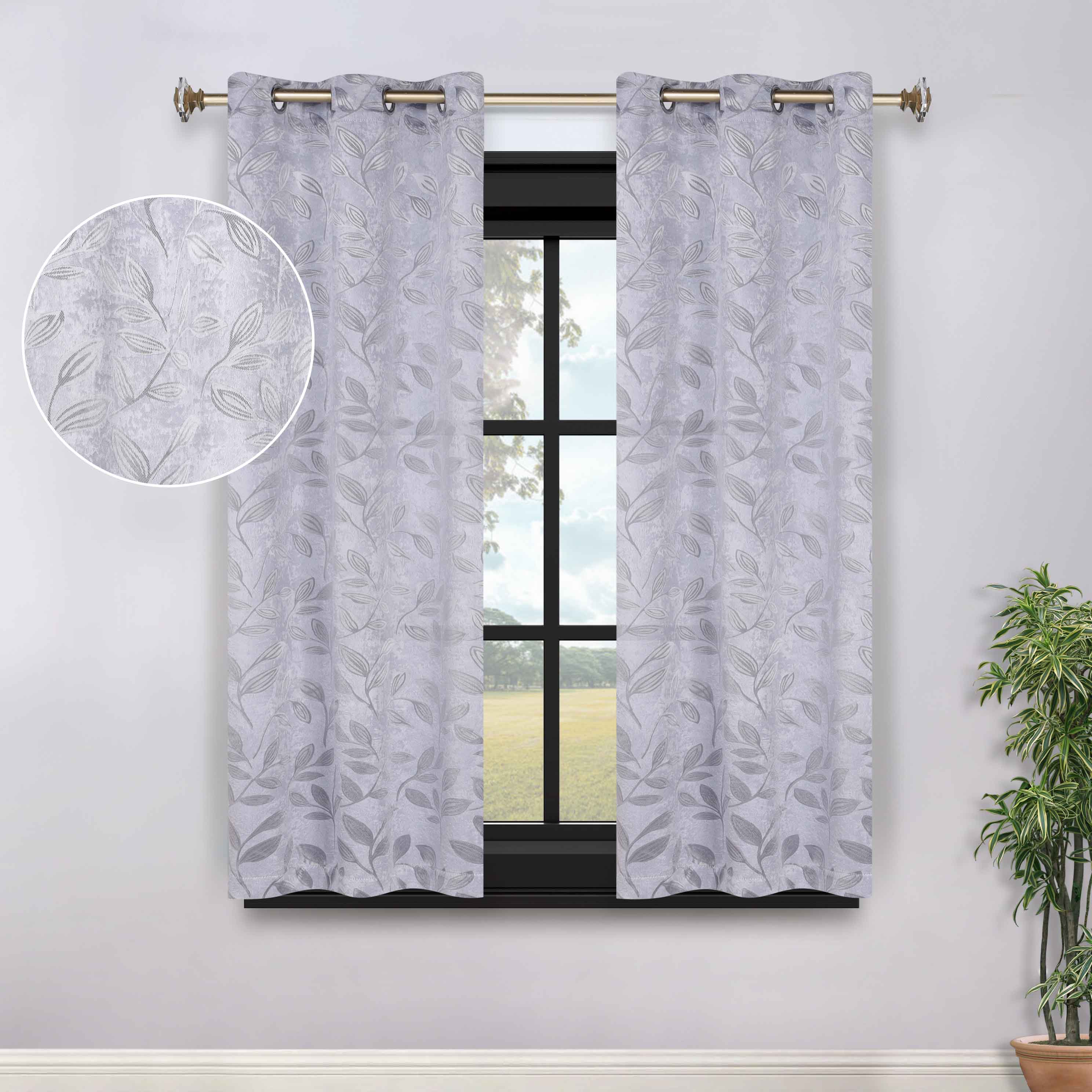 Leaves Grommet Blackout Curtains Set of 2 - Thermal Insulated Room Darkening Drapes for Bedroom & Living Room - Noise Reducing Window Treatment for Home Decor
