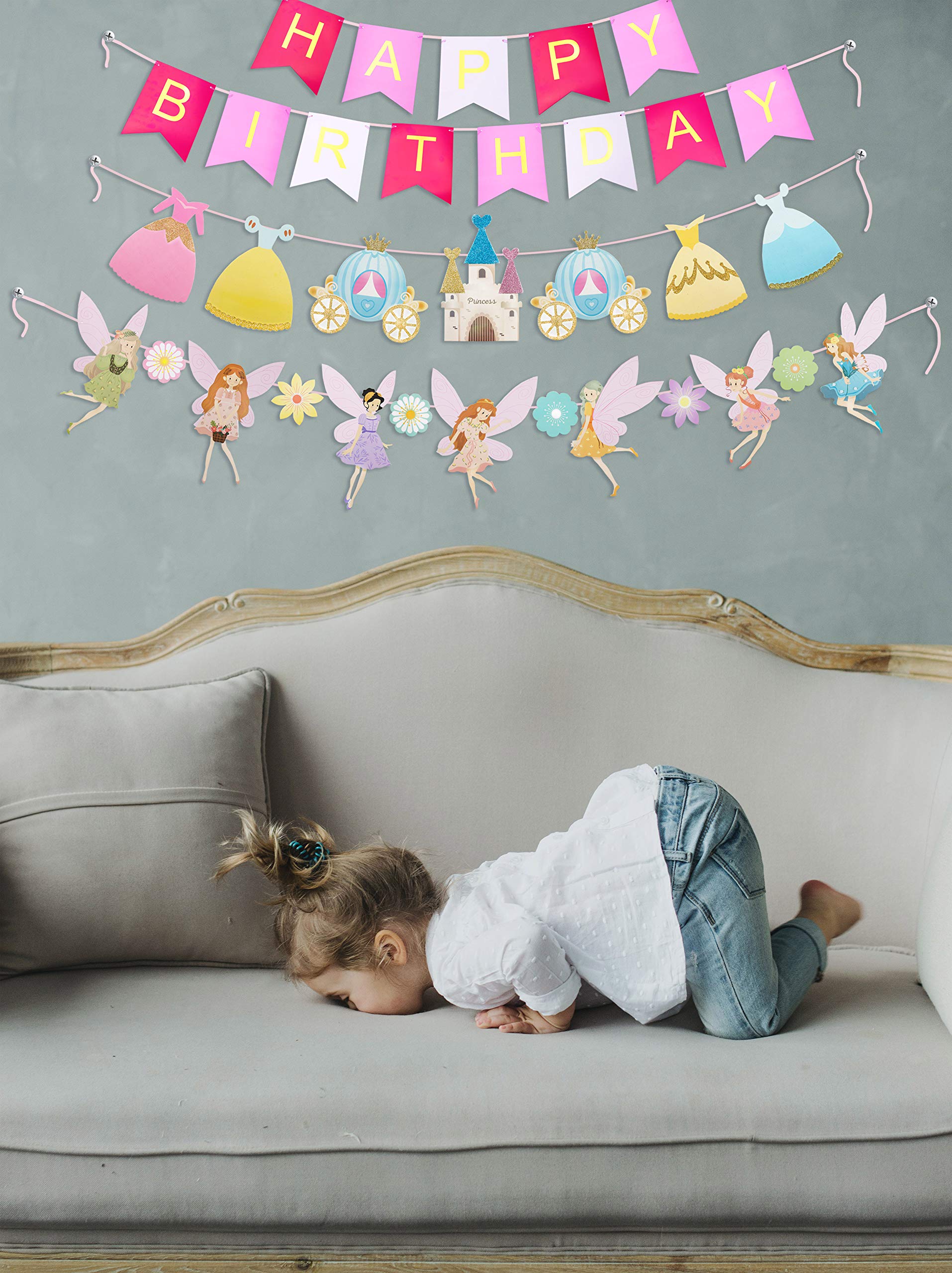 Fairy Birthday Banner - Floral Fairy Girls Birthday Party Decorations, Christmas Gifts & Garden Fairy Home Decor - Perfect for Fairy-Themed Parties, Baby Showers & Magical Celebrations