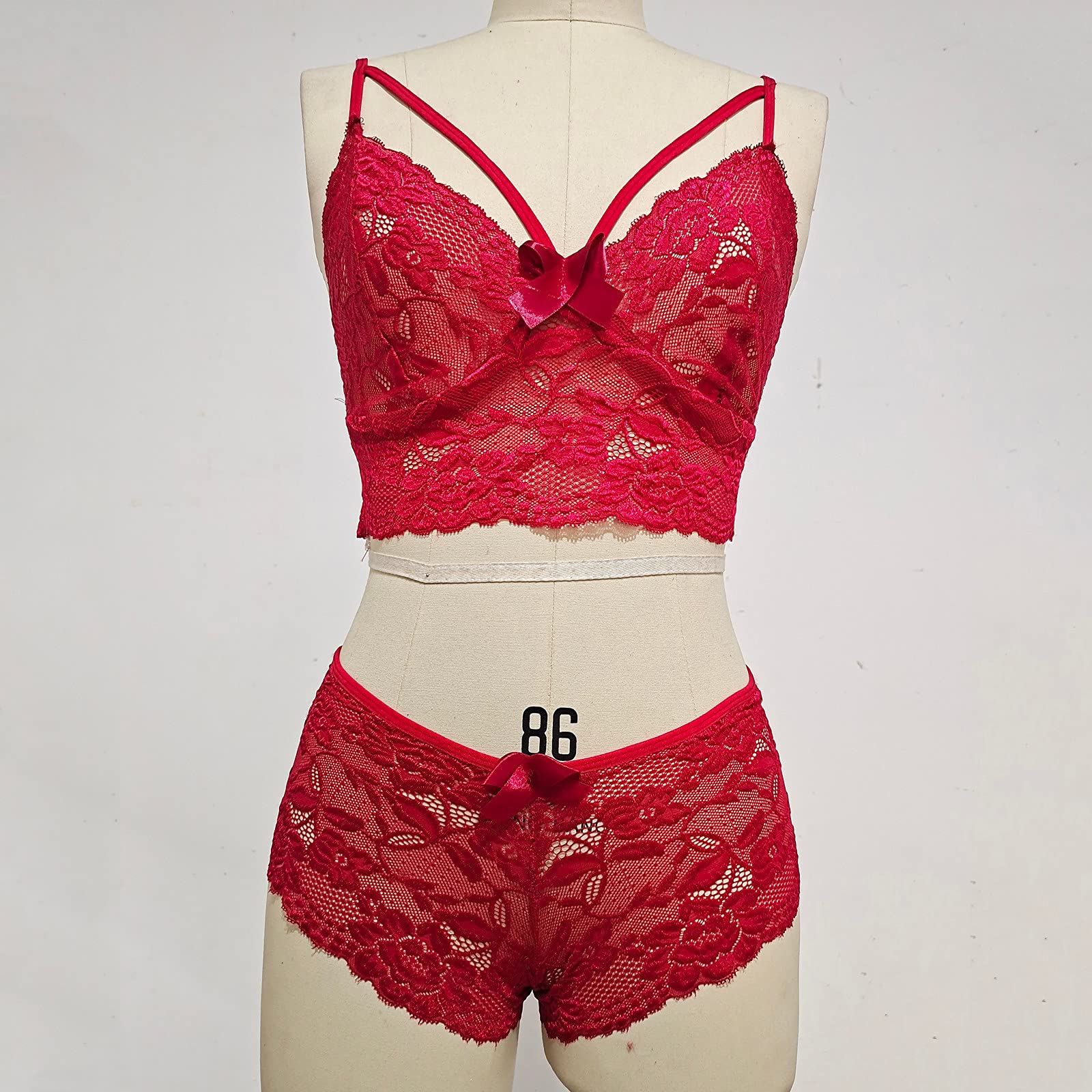Plus Size Women's Lace Floral Corset Bralette & Panty Set - Sexy Lingerie Two Piece Underwear for Sleepwear, Boudoir and Special Occasions