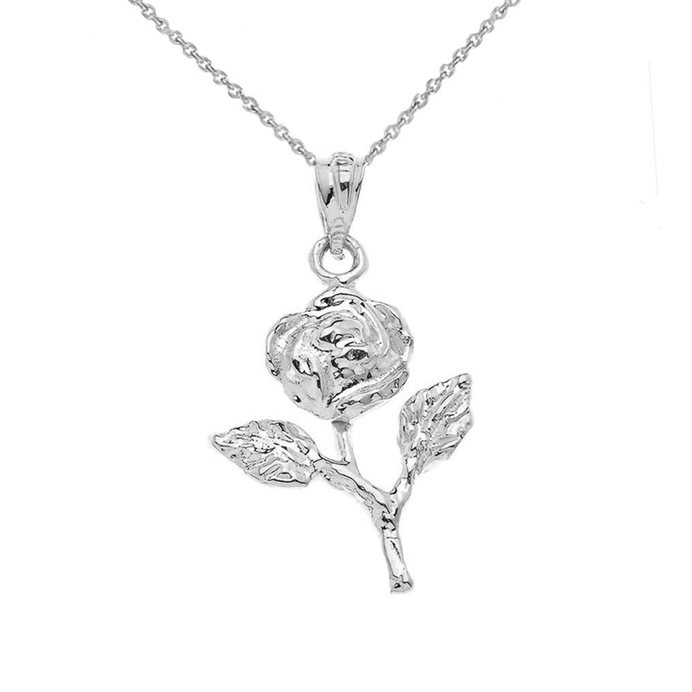 925 Sterling Silver Rose Stem Charm Pendant Necklace for Women - Elegant Floral Jewelry Gift for Valentine's Day, Anniversary & Special Occasions