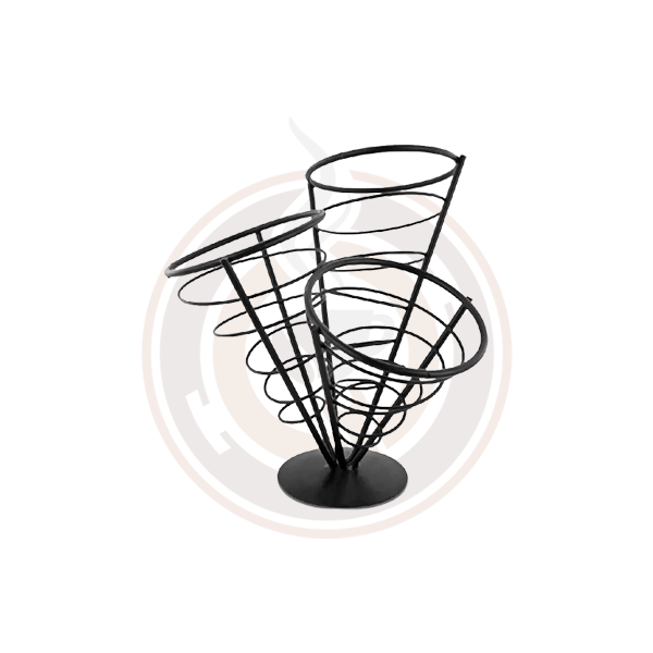 Omcan 3-Cone French Fries Holder - Commercial Grade Stainless Steel Fry Cone Stand (5/Case) 80256 - Perfect for Restaurants, Food Trucks, and Fast Food Counters