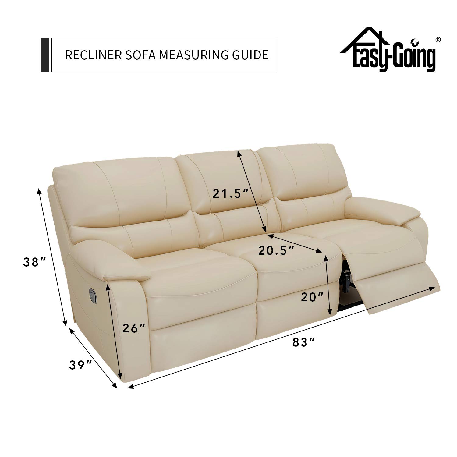 Waterproof Stretch Sofa Covers - 8 Piece PU Leather Recliner Slipcover Set with Elastic Straps - Furniture Protector for Pets & Kids - Black - Perfect for Living Room, Family Room & Pet-Friendly Homes