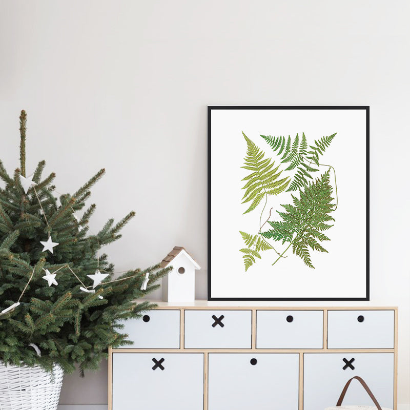 Green Leaves Canvas Print - Modern Plant Art with Floater Frame - Perfect for Living Room, Bedroom & Office Wall Decor